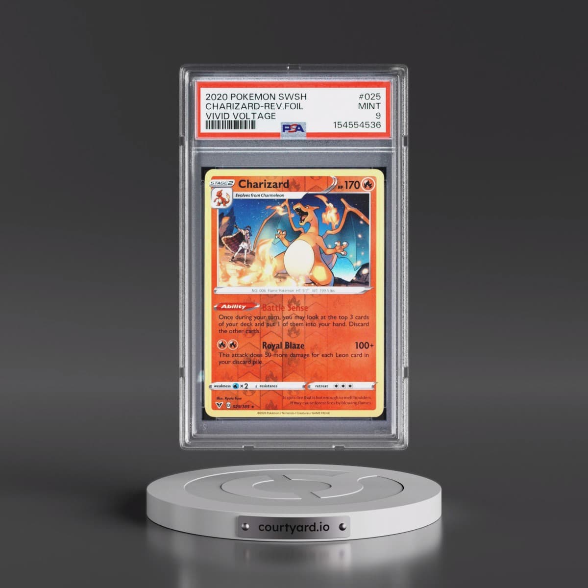 2020 Pokémon Sword & Shield Vivid Voltage #025 Charizard - Reverse Foil (PSA 9 MINT)