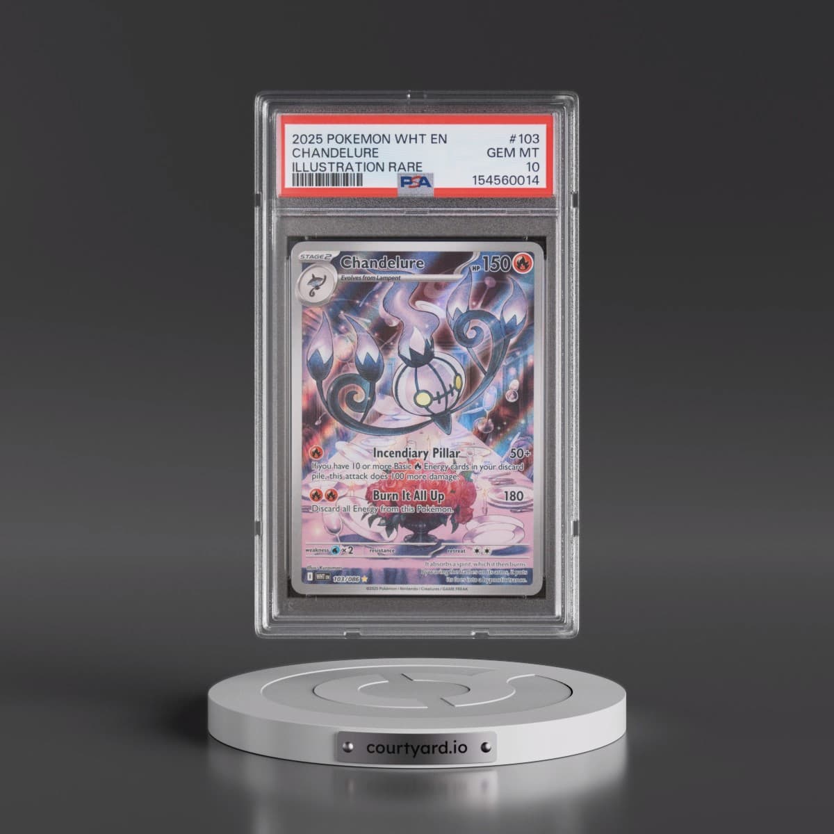 2025 Pokémon Wht EN-White Flare #103 Chandelure - Illustration Rare (PSA 10 GEM MINT)
