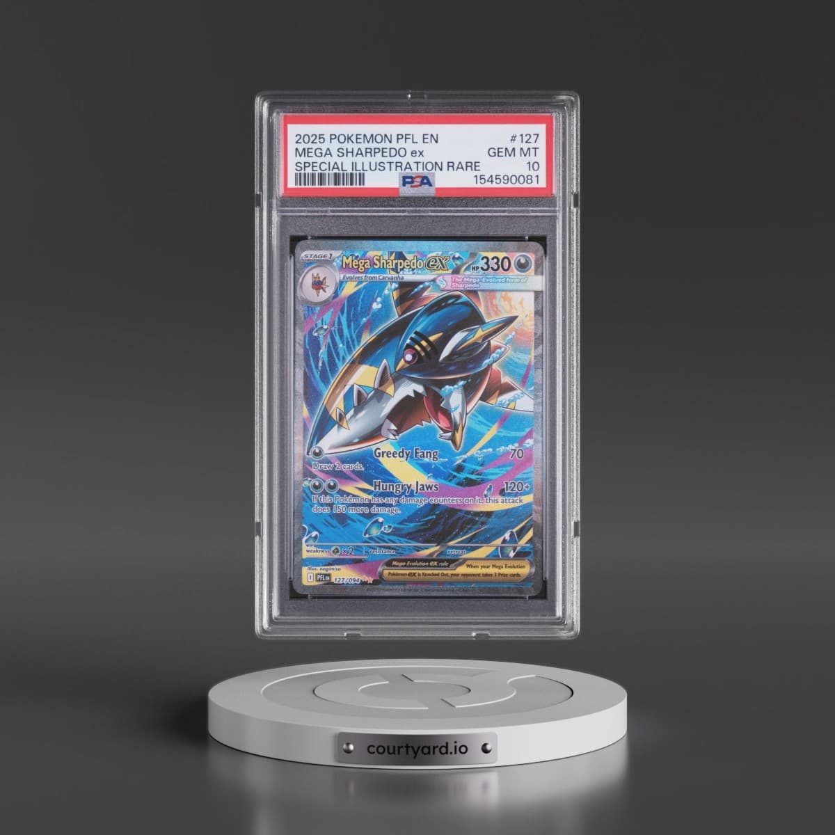 2025 Pokémon Pfl EN-Phantasmal Flames #127 Mega Sharpedo EX - Holo Special Illustration Rare (PSA 10 GEM MINT)