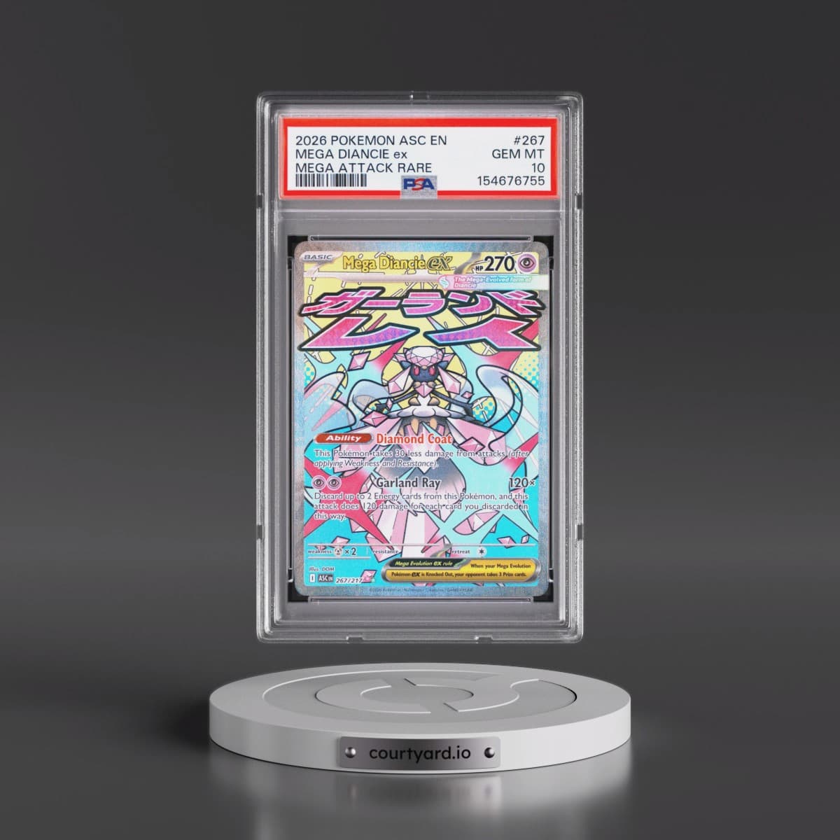 2026 Pokémon Asc EN-Ascended Heroes #267 Mega Diancie EX - Holo Mega Attack Rare (PSA 10 GEM MINT)