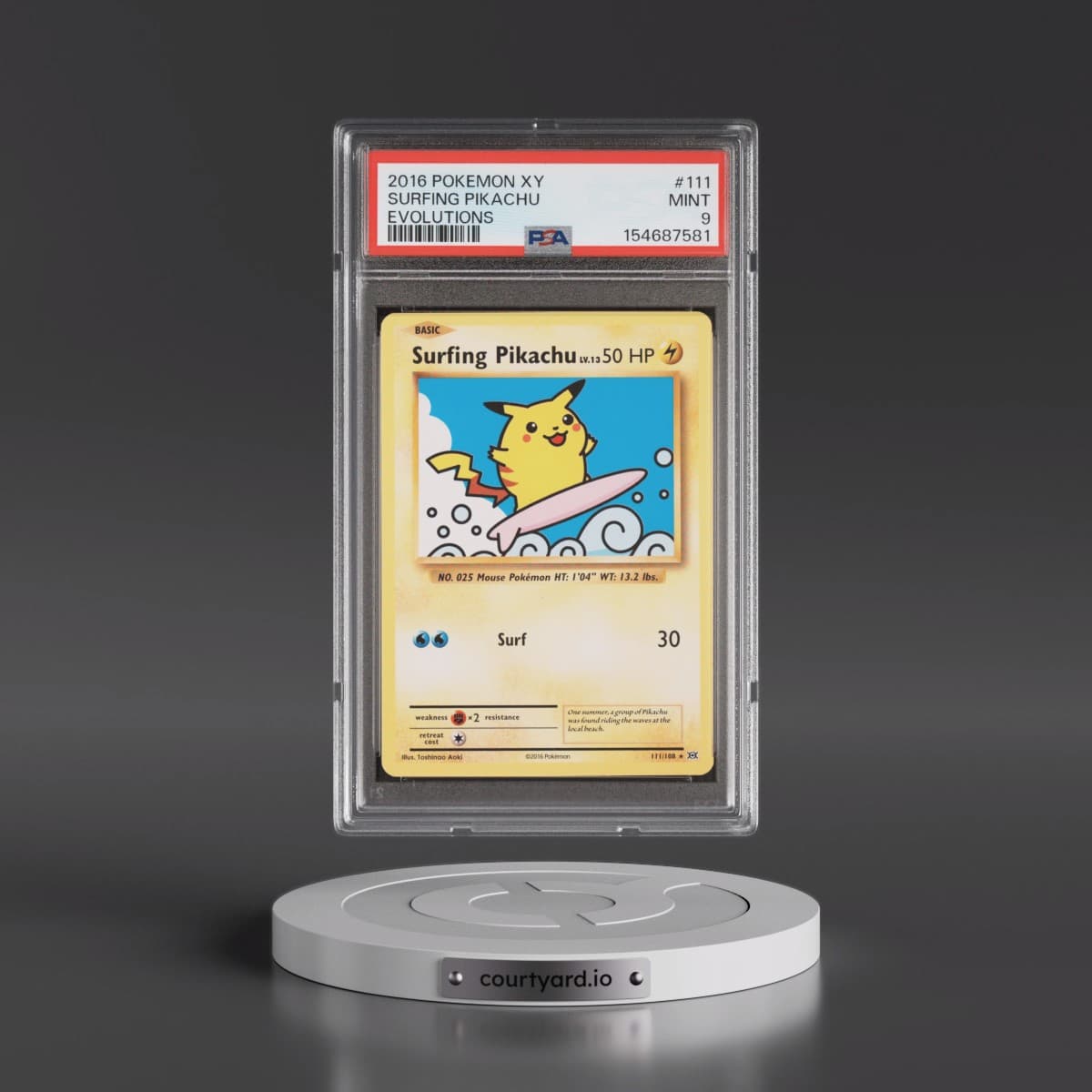 2016 Pokémon XY Evolutions #111 Surfing Pikachu (PSA 9 MINT)