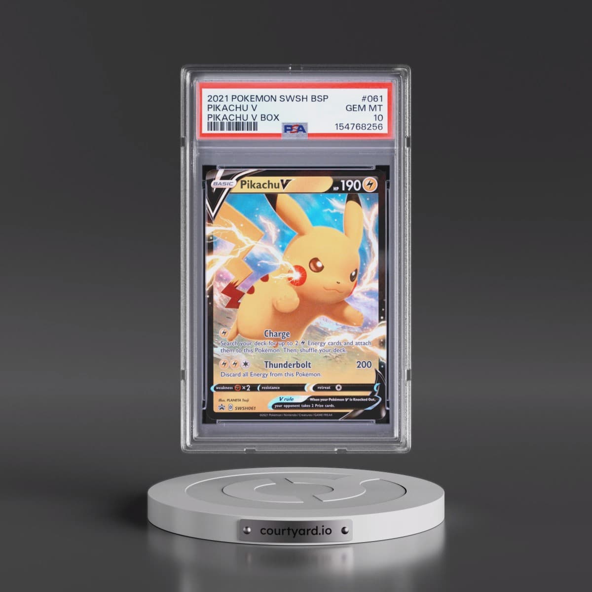 2021 Pokémon Swsh Black Star Promo #061 Pikachu V - Holo Pikachu V Box (PSA 10 GEM MINT)