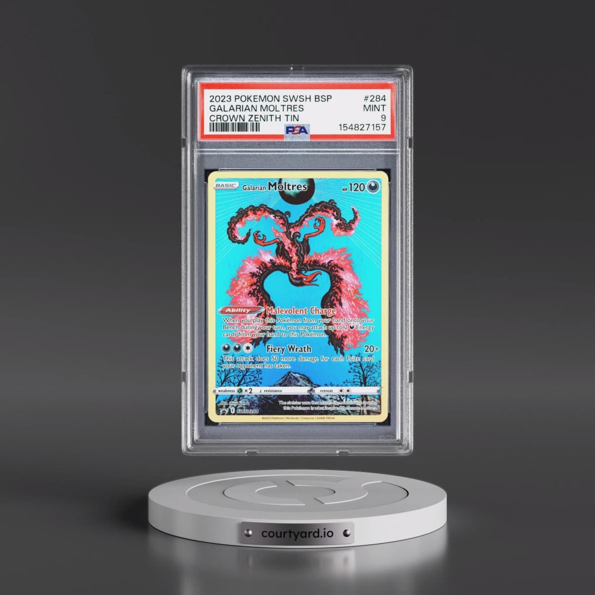 2023 Pokémon Swsh Black Star Promo #284 Galarian Moltres - Crown Zenith Tin (PSA 9 MINT)