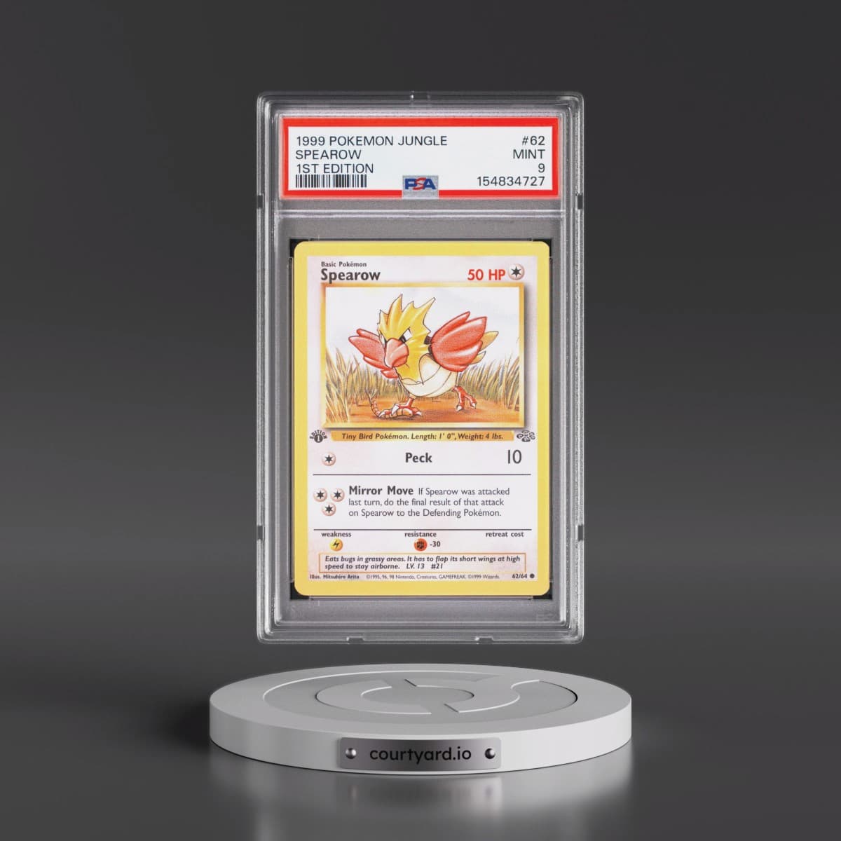 1999 Pokémon Jungle #62 Spearow - 1st Edition (PSA 9 MINT)