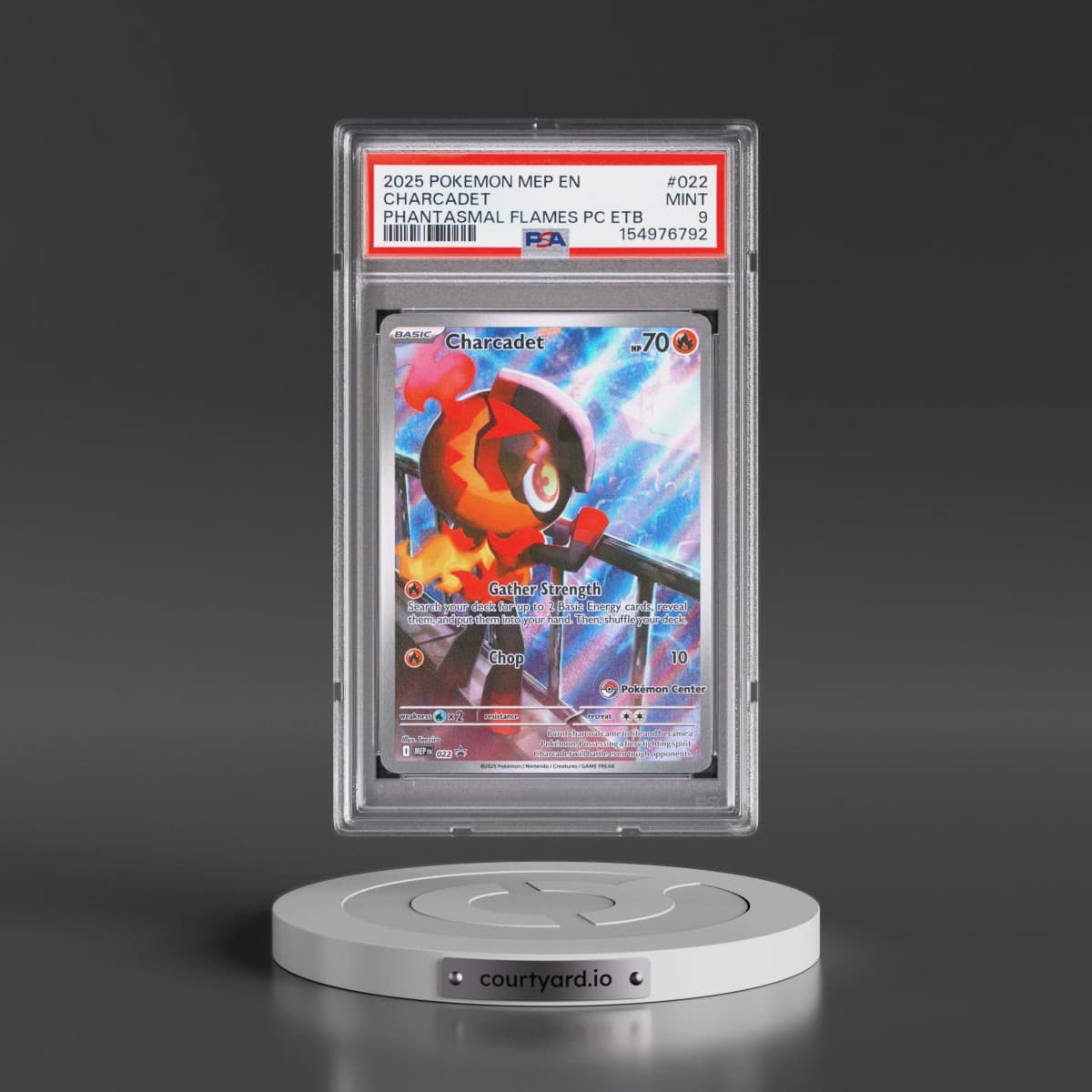 2025 Pokémon Mep EN-Me Black Star Promo #022 Charcadet - Phantasmal Flames Pokemon Center Elite Trainer Box (PSA 9 MINT)