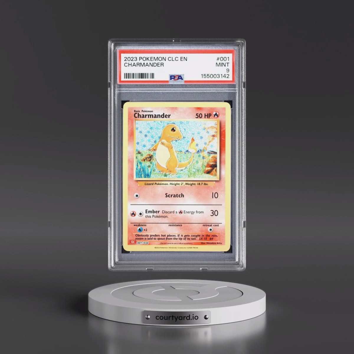 2023 Pokémon Clc-Trading Card Game Classic Charizard & HO-Oh EX Deck #001 Charmander (PSA 9 MINT)