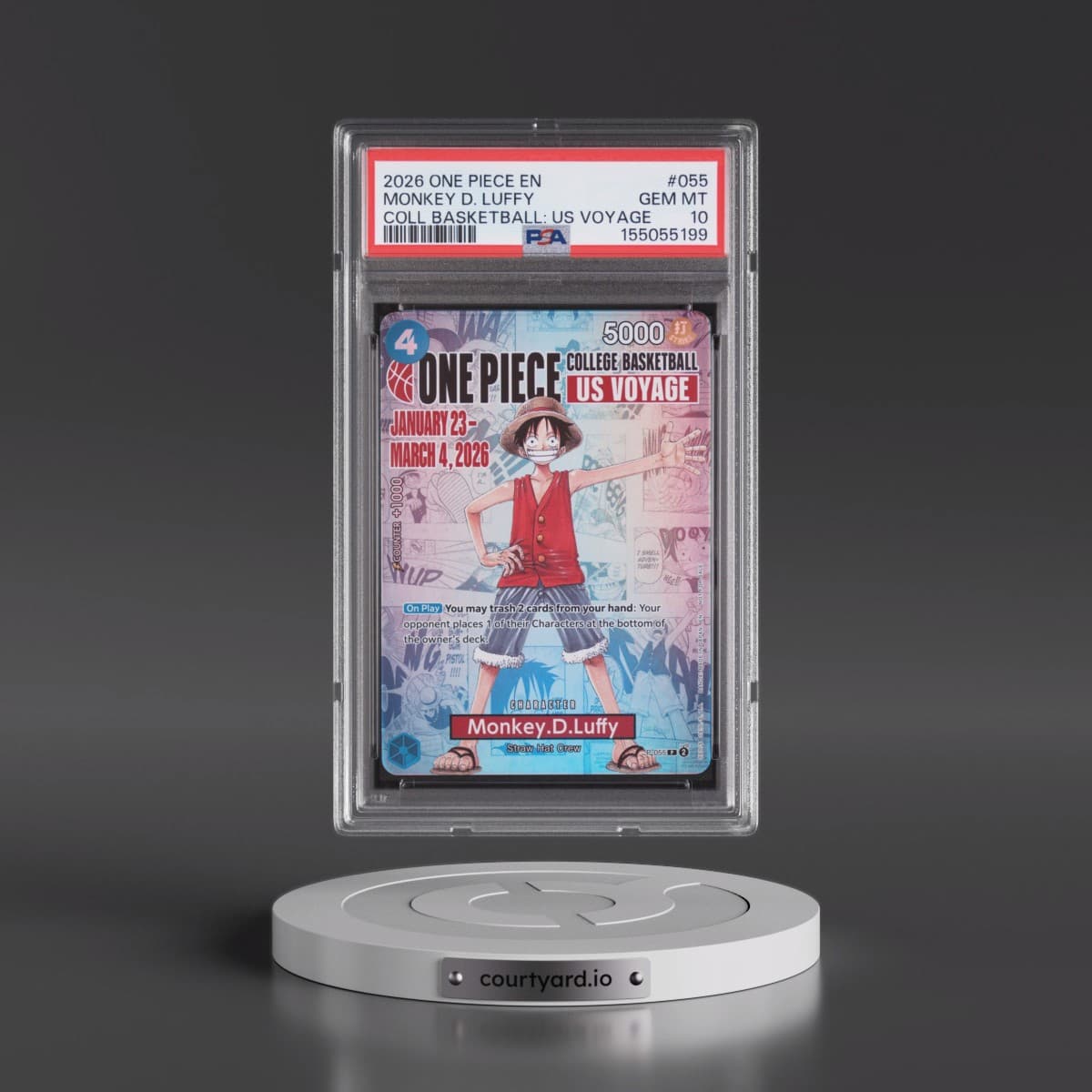 2026 One Piece Promos #055 Monkey D. Luffy - One Piece College Basketball: US Voyage (PSA 10 GEM MINT)