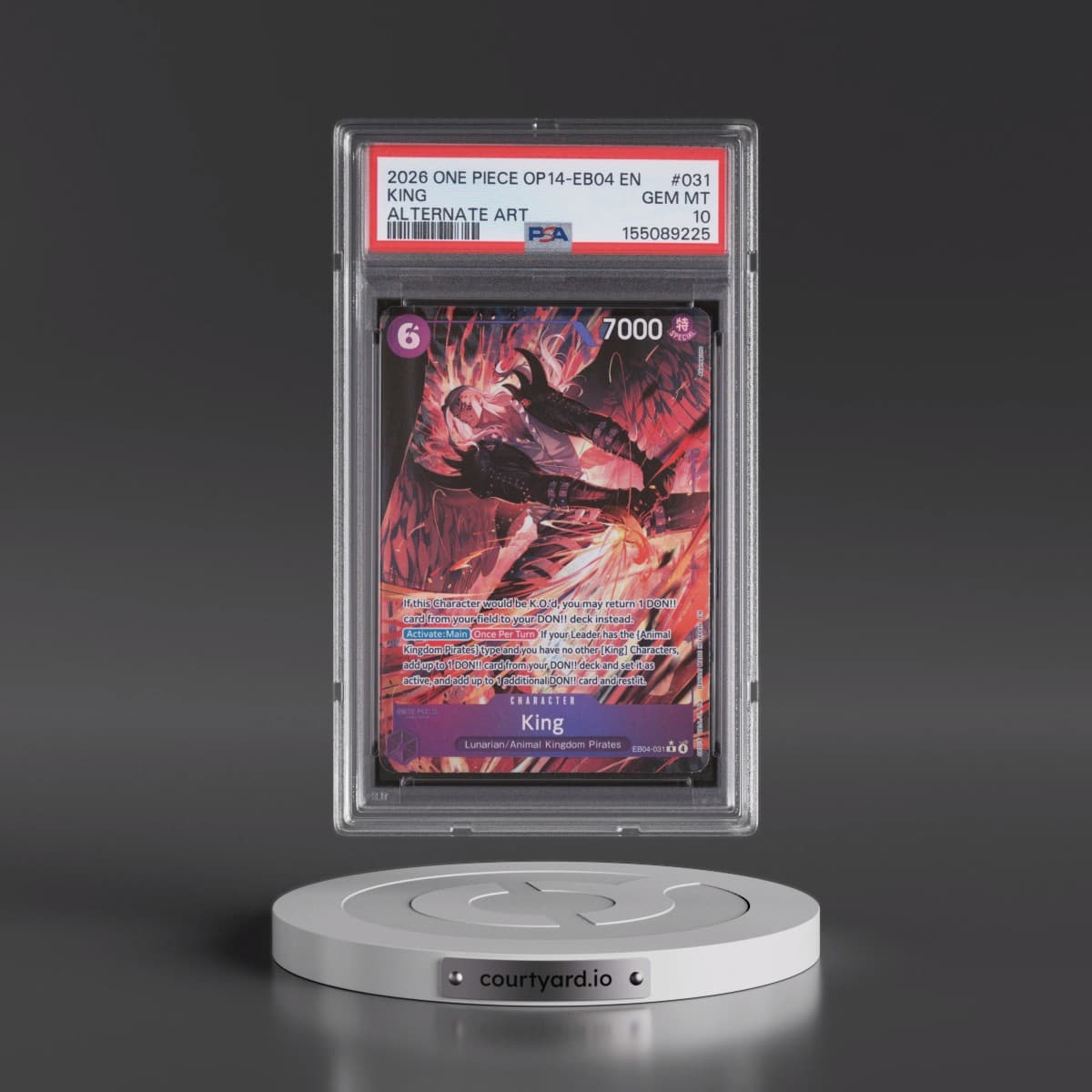 2026 One Piece OP14-EB04-the Azure Sea's Seven #031 King - Alternate Art (PSA 10 GEM MINT)