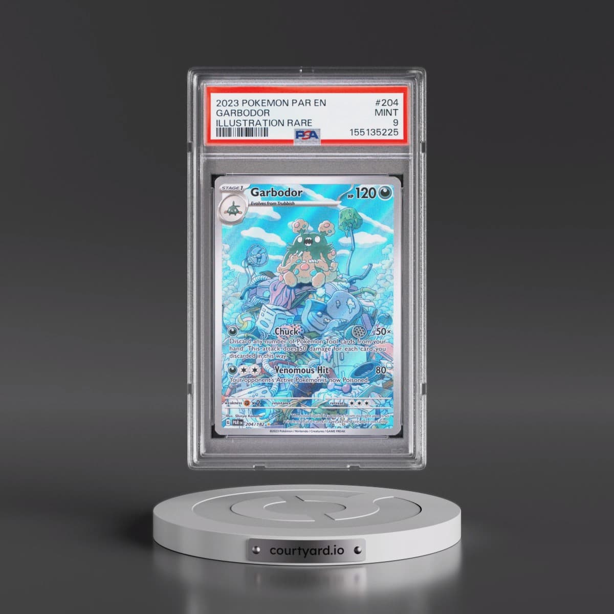2023 Pokémon Par EN-Paradox Rift #204 Garbodor - Illustration Rare (PSA 9 MINT)