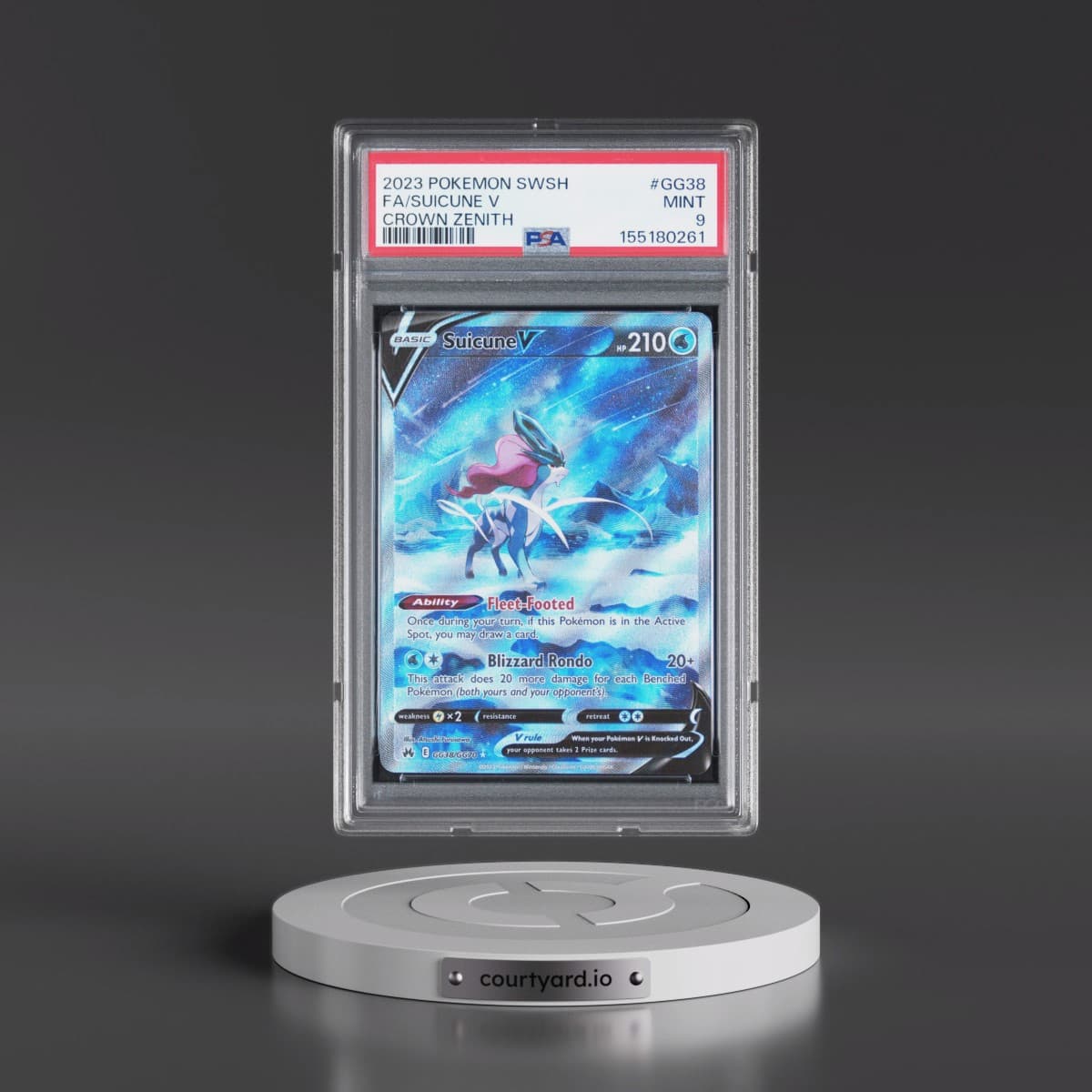 2023 Pokémon Sword and Shield Crown Zenith #GG38 Suicune V - Holo Full Art (PSA 9 MINT)
