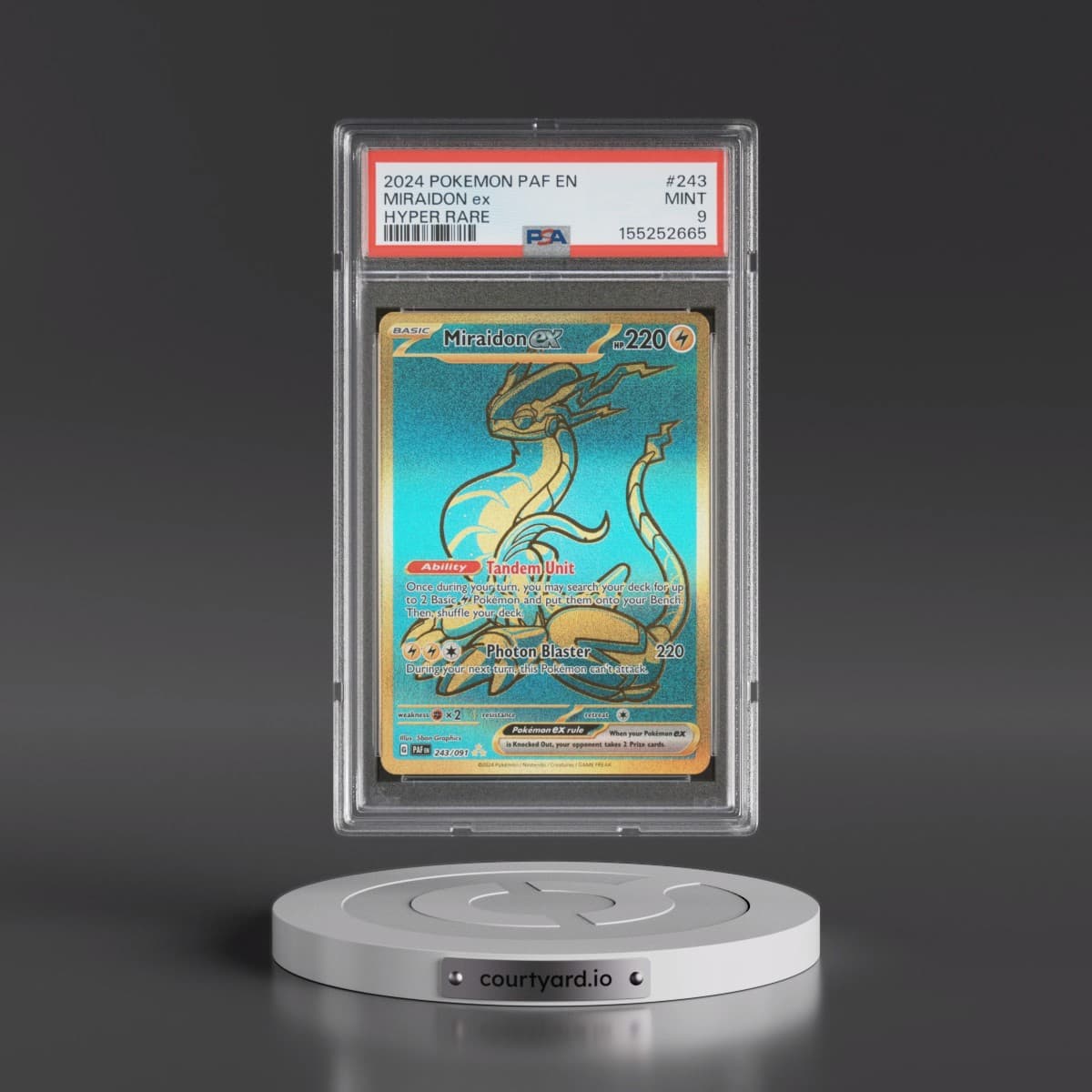 2024 Pokémon Paf EN-Paldean Fates #243 Miraidon EX - Holo Hyper Rare (PSA 9 MINT)