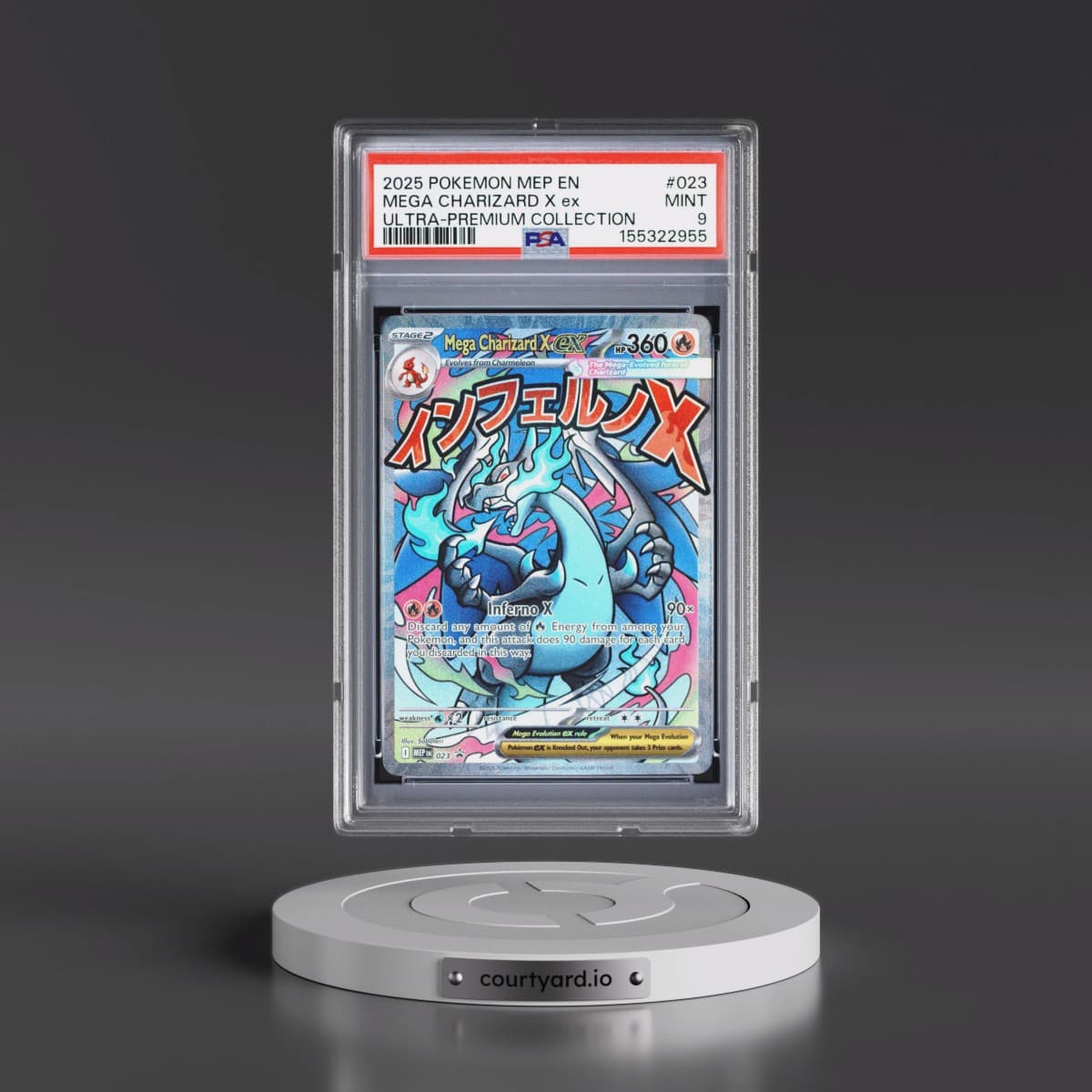 2025 Pokémon Mep EN-Me Black Star Promo #023 Mega Charizard X EX - Holo Mega Charizard X EX Ultra-Premium Collection (PSA 9 MINT)