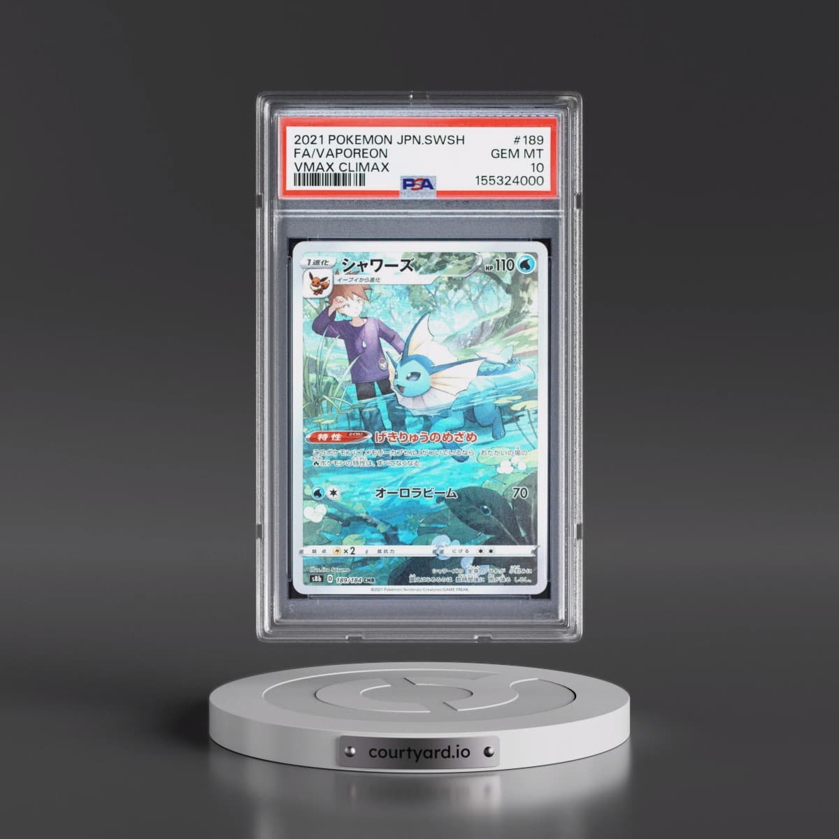 2021 Pokémon Sword & Shield Vmax Climax #189 Vaporeon - Full Art (PSA 10 GEM MINT)