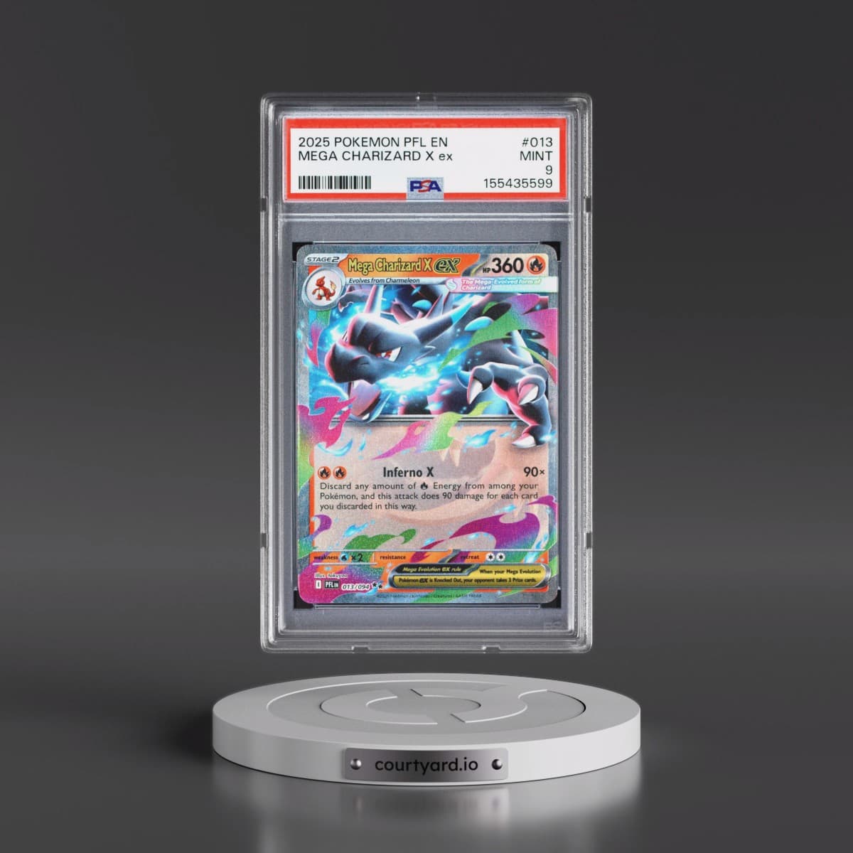 2025 Pokémon Pfl EN-Phantasmal Flames #013 Mega Charizard X EX - Holo (PSA 9 MINT)