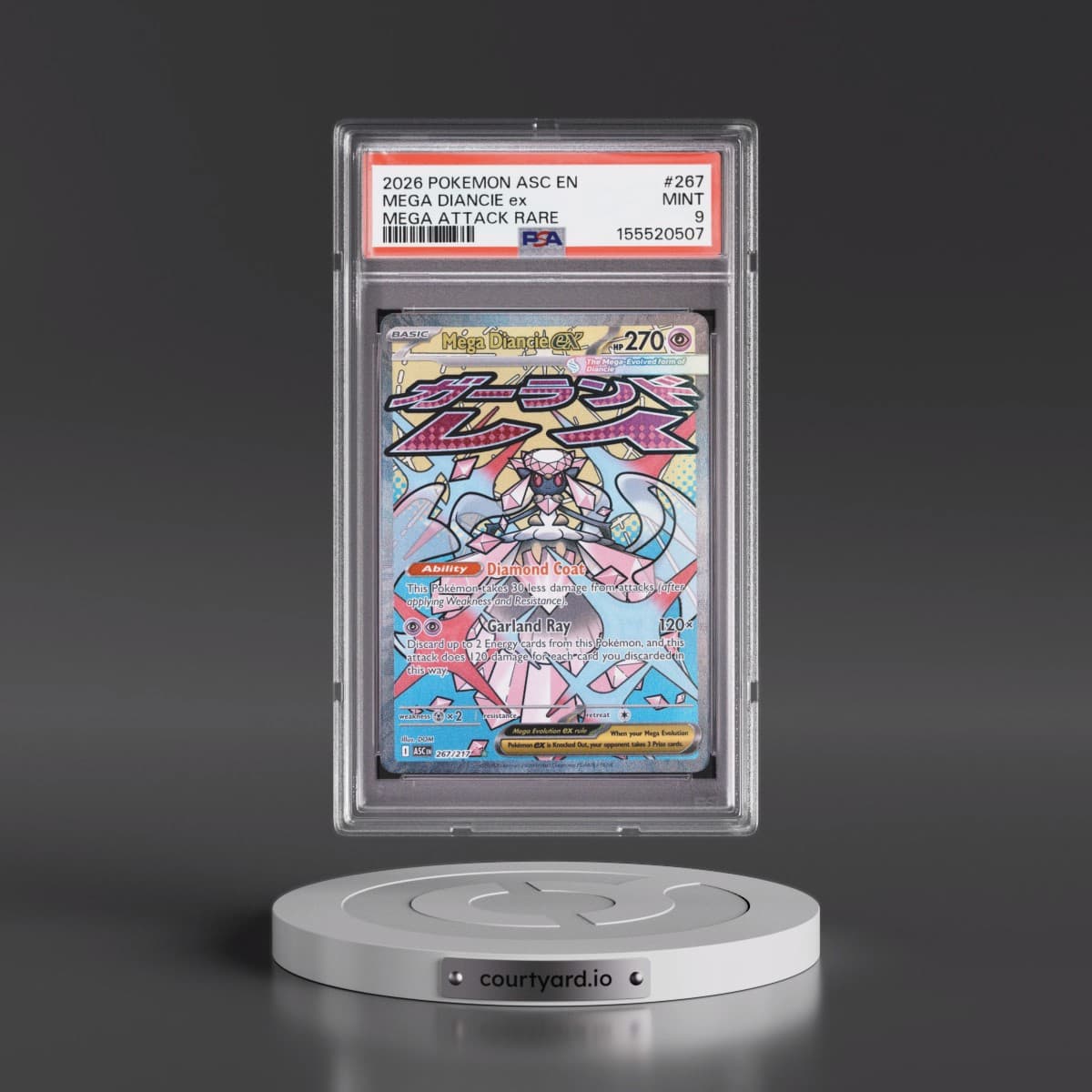 2026 Pokémon Asc EN-Ascended Heroes #267 Mega Diancie EX - Holo Mega Attack Rare (PSA 9 MINT)