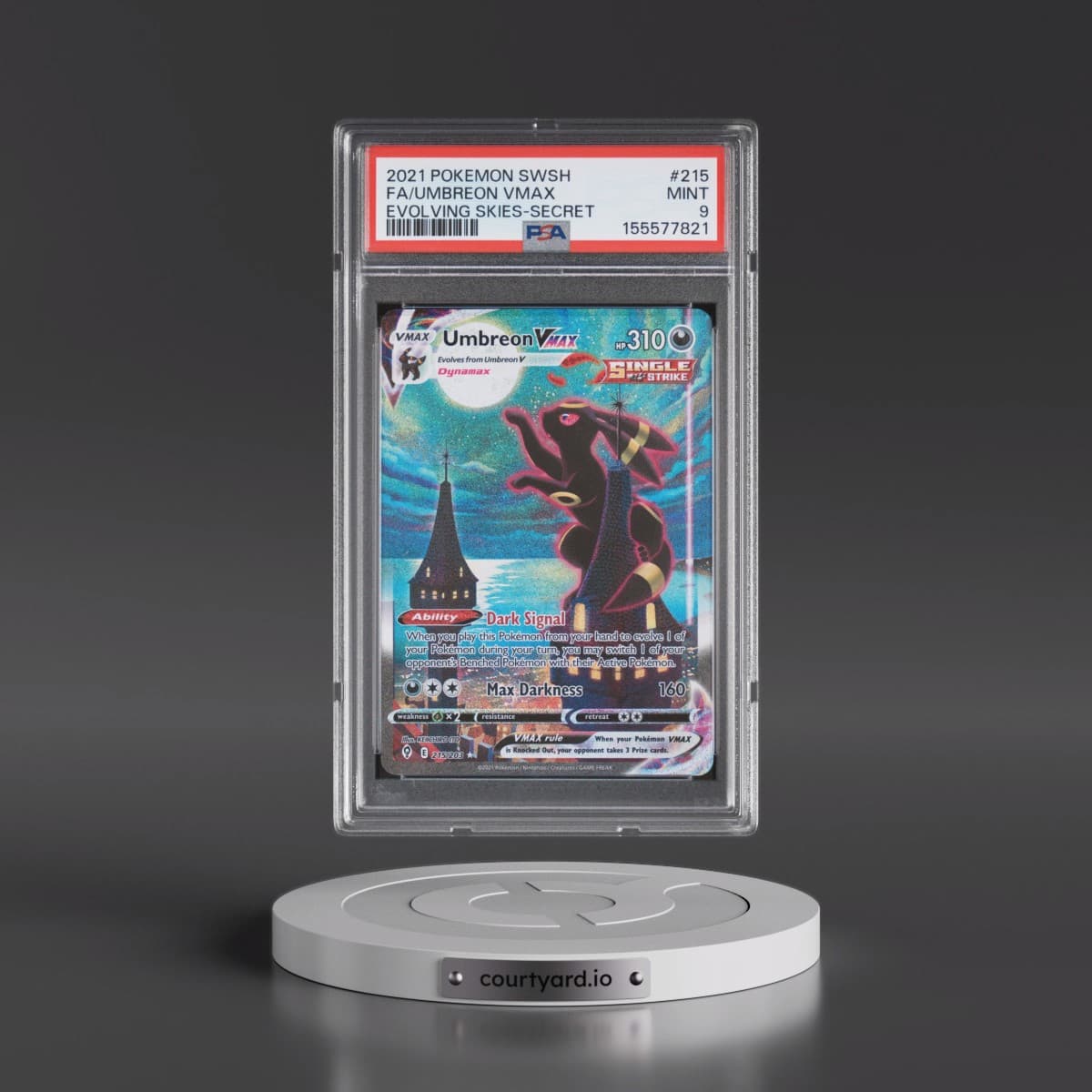 2021 Pokémon Sword & Shield Evolving Skies #215 Umbreon Vmax - Full Art Secret (PSA 9 MINT)