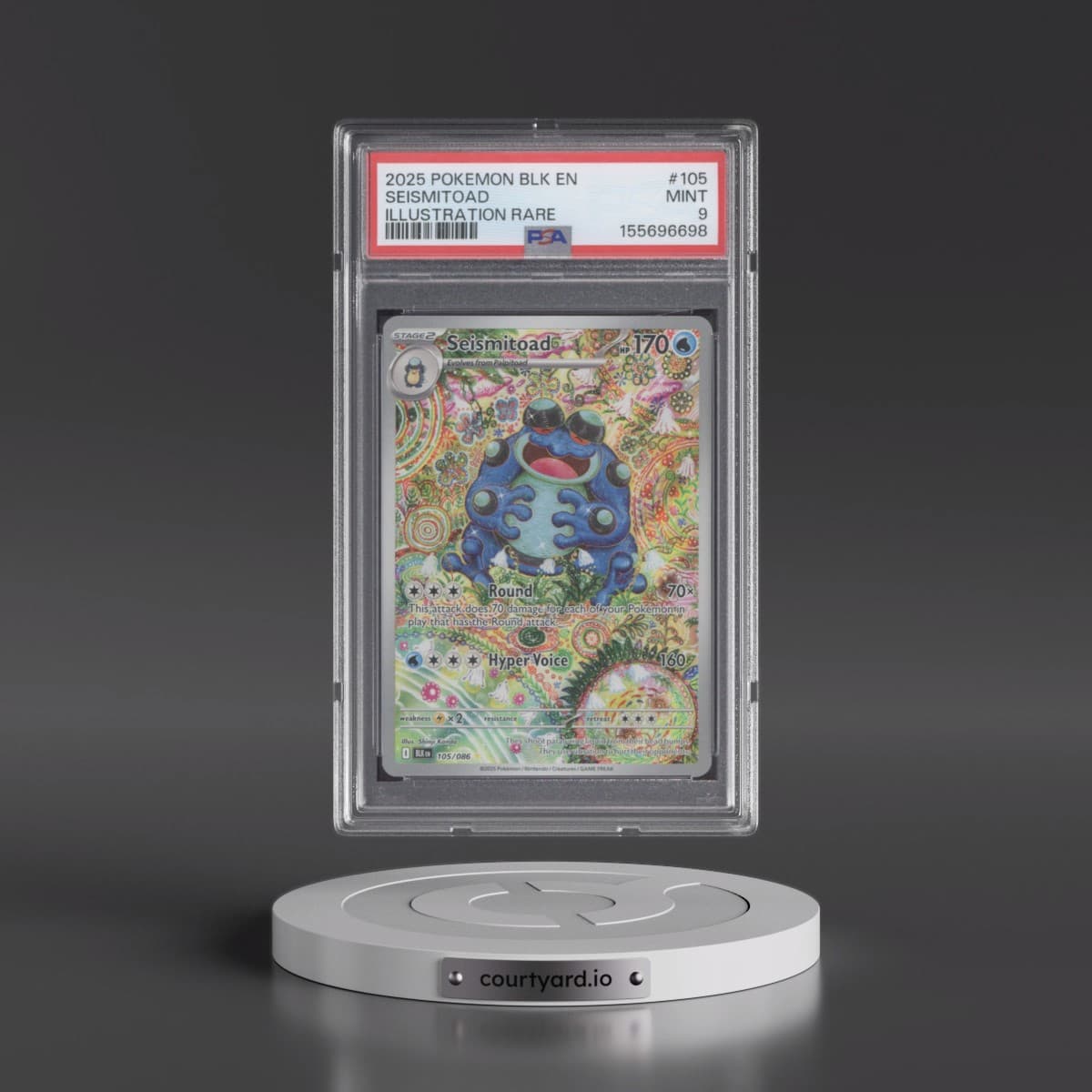 2025 Pokémon Blk EN-Black Bolt #105 Seismitoad - Illustration Rare (PSA 9 MINT)
