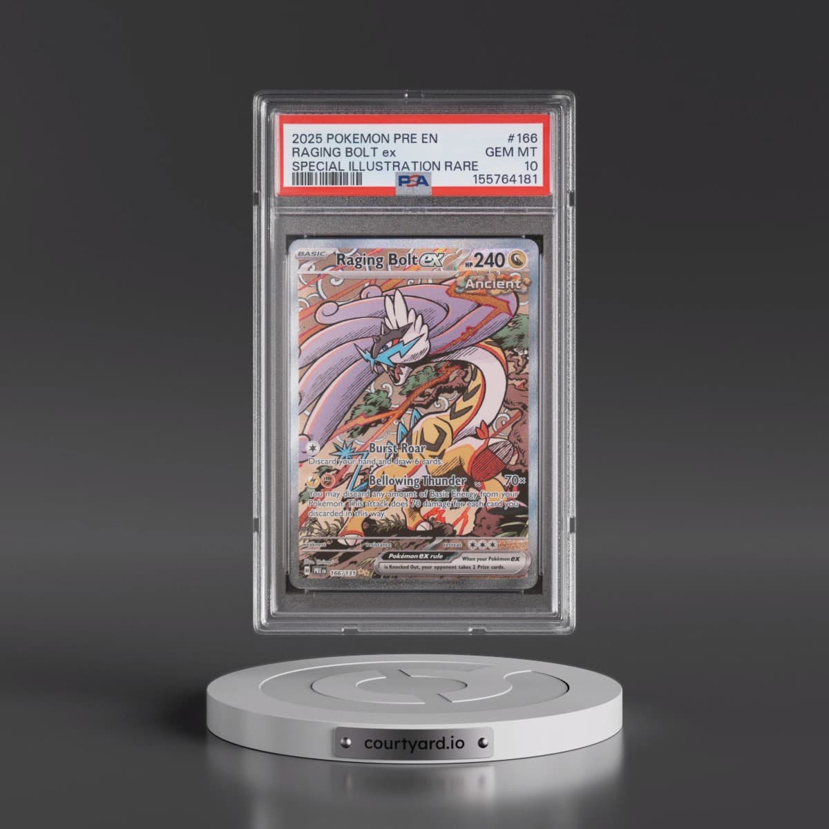 2025 Pokémon Pre EN-Prismatic Evolutions #166 Raging Bolt EX - Holo Special Illustration Rare (PSA 10 GEM MINT)