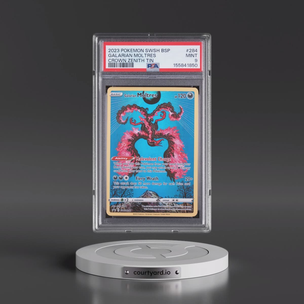 2023 Pokémon Swsh Black Star Promo #284 Galarian Moltres - Crown Zenith Tin (PSA 9 MINT)