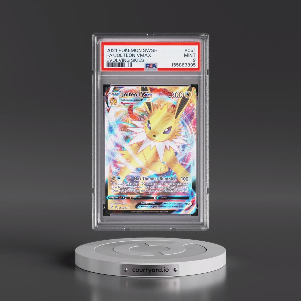 2021 Pokémon Sword & Shield Evolving Skies #051 Jolteon Vmax - Full Art (PSA 9 MINT)