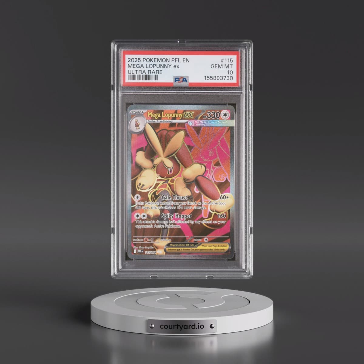 2025 Pokémon Pfl EN-Phantasmal Flames #115 Mega Lopunny EX - Holo Ultra Rare (PSA 10 GEM MINT)