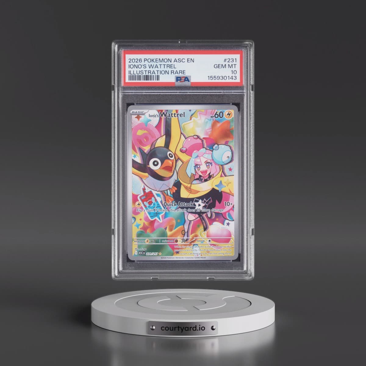 2026 Pokémon Asc EN-Ascended Heroes #231 Iono's Wattrel - Illustration Rare (PSA 10 GEM MINT)