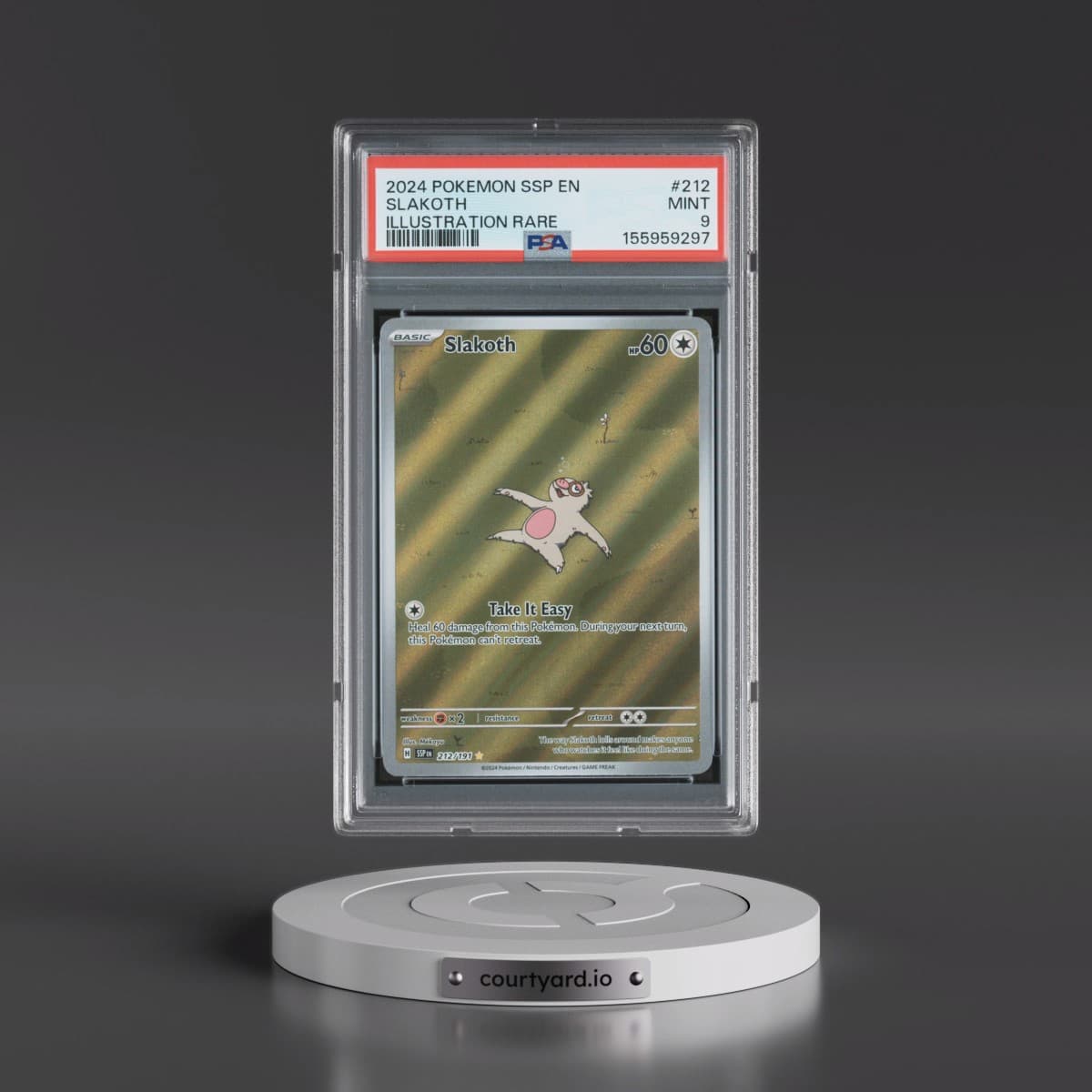 2024 Pokémon Ssp EN-Surging Sparks #212 Slakoth - Illustration Rare (PSA 9 MINT)
