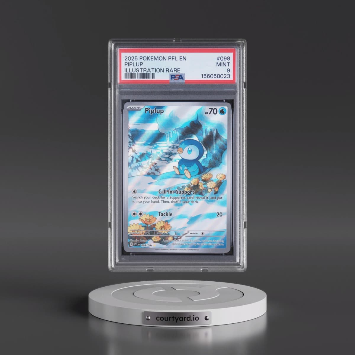 2025 Pokémon Pfl EN-Phantasmal Flames #098 Piplup - Illustration Rare (PSA 9 MINT)