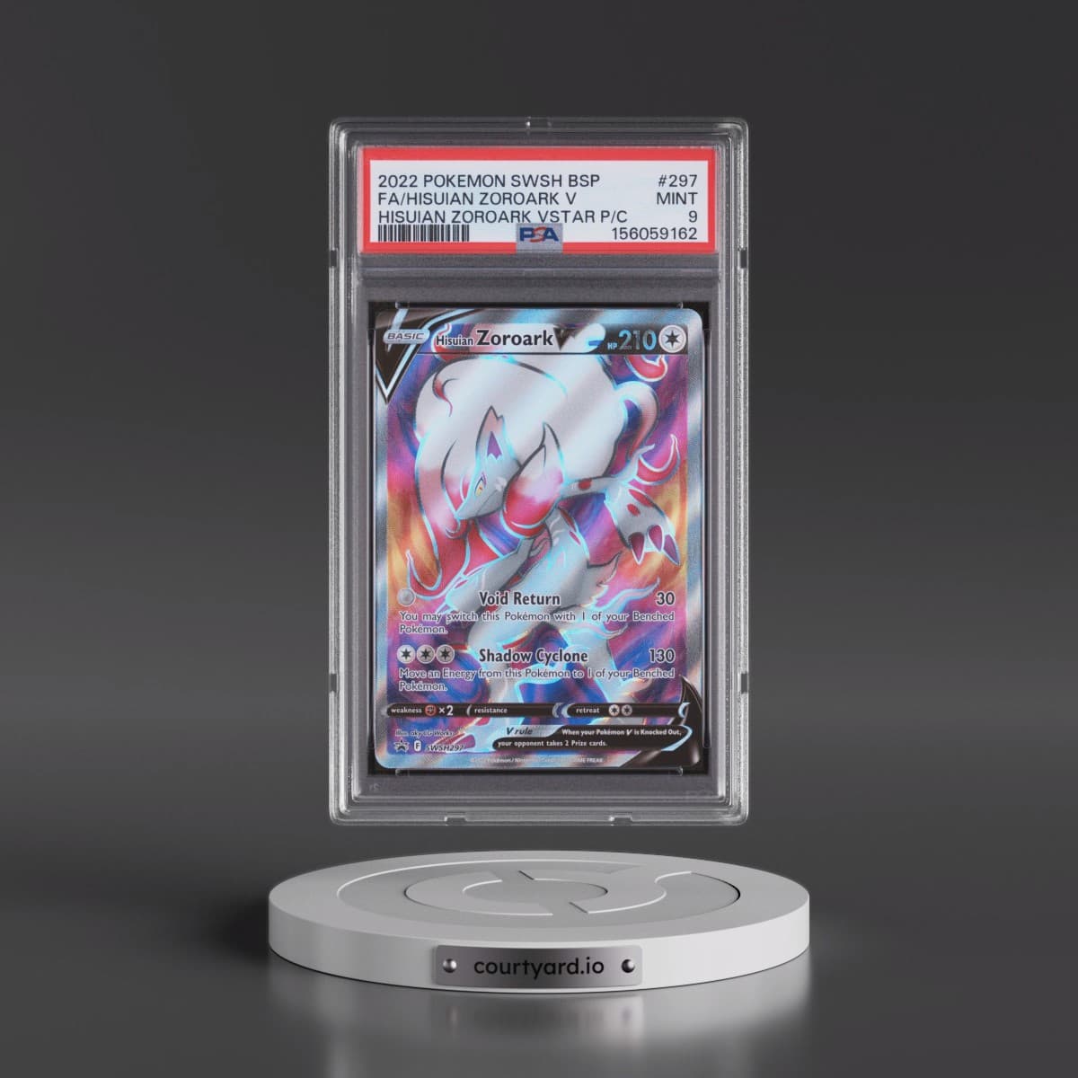 2022 Pokémon Swsh Black Star Promo #297 Hisuian Zoroark V - Holo Full Art Hisuian Zoroark Vstar Premium Collection (PSA 9 MINT)