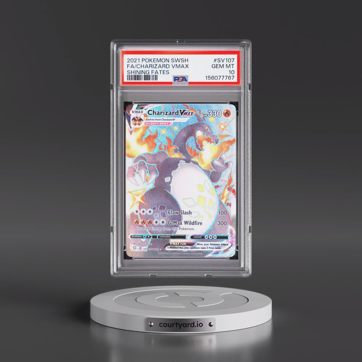 2021 Pokémon Sword & Shield Shining Fates #SV107 Charizard Vmax - Full Art (PSA 10 GEM MINT)