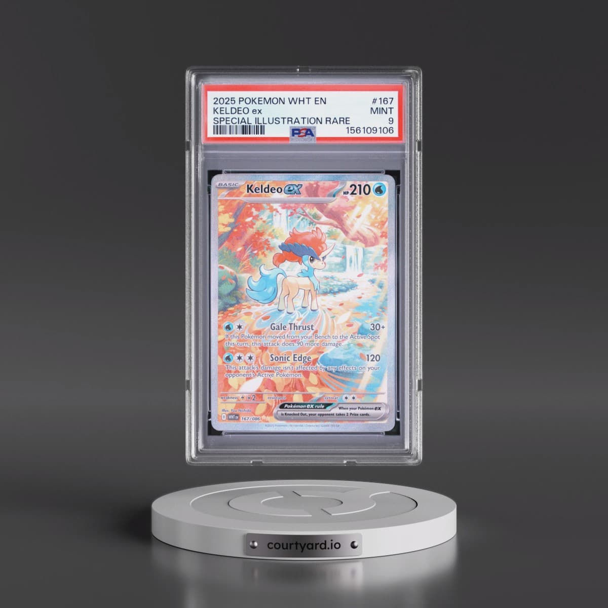 2025 Pokémon Wht EN-White Flare #167 Keldeo EX - Holo Special Illustration Rare (PSA 9 MINT)