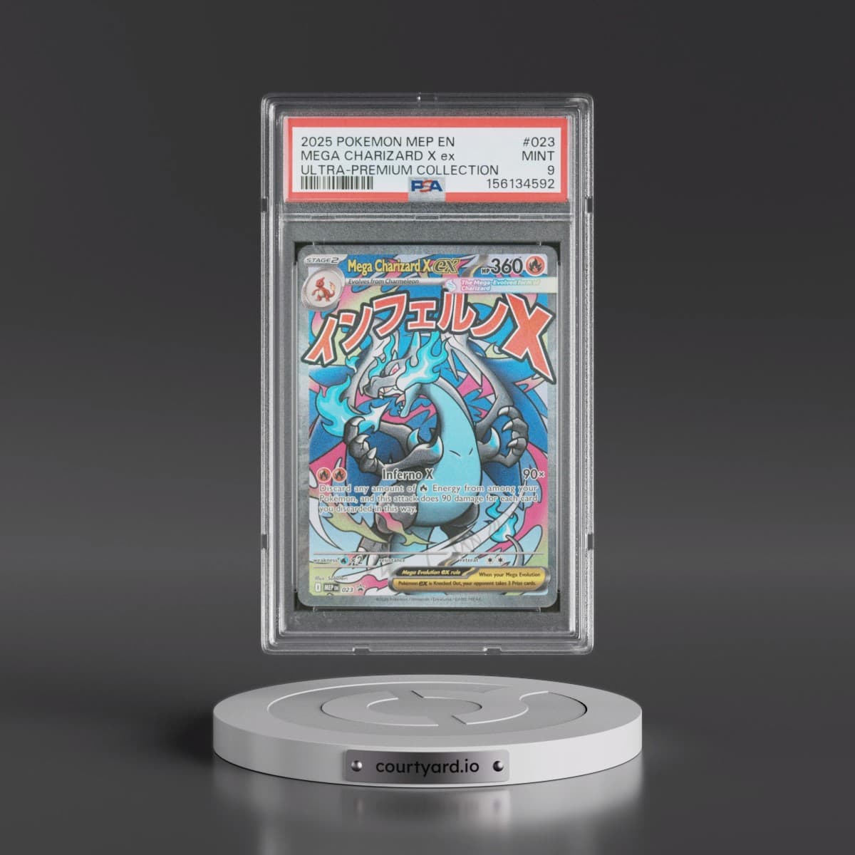 2025 Pokémon Mep EN-Me Black Star Promo #023 Mega Charizard X EX - Holo Mega Charizard X EX Ultra-Premium Collection (PSA 9 MINT)