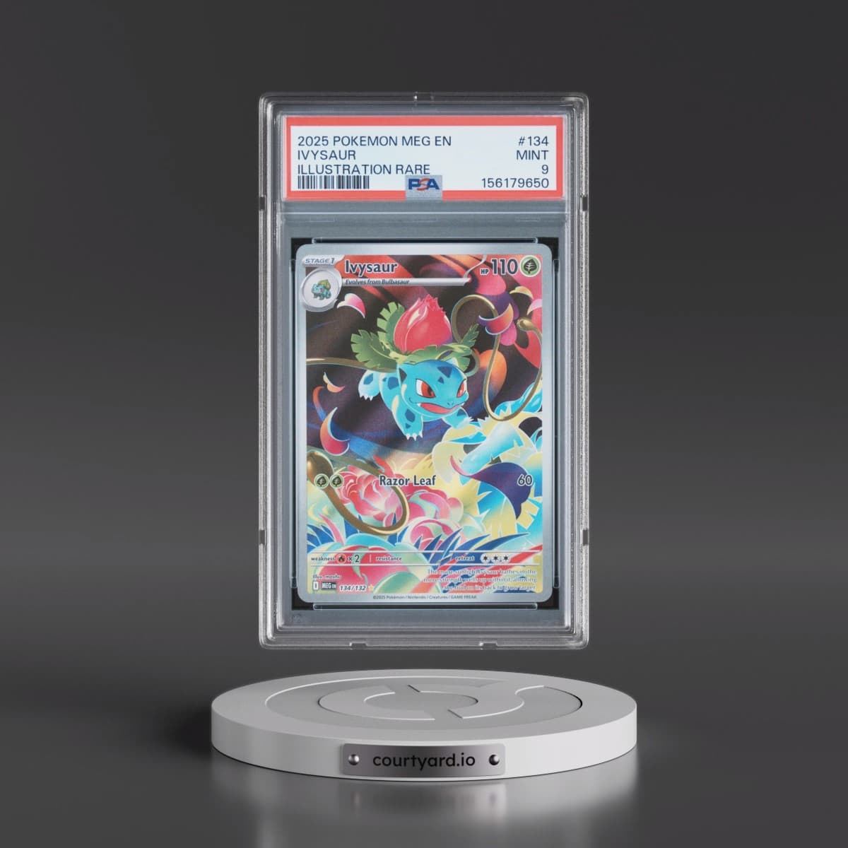 2025 Pokémon Meg EN-Mega Evolution #134 Ivysaur - Illustration Rare (PSA 9 MINT)