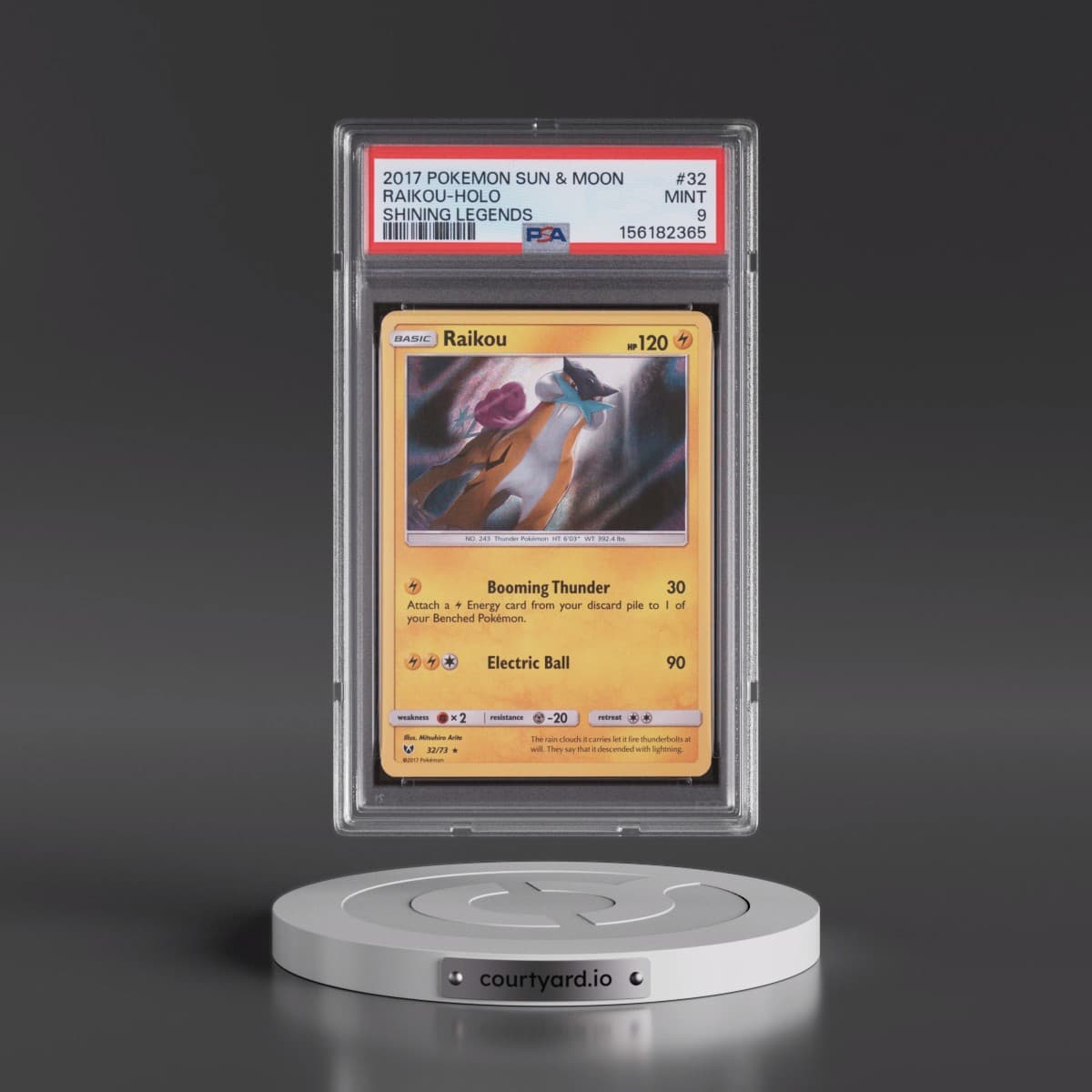 2017 Pokémon Sun & Moon Shining Legends #32 Raikou - Holo (PSA 9 MINT)