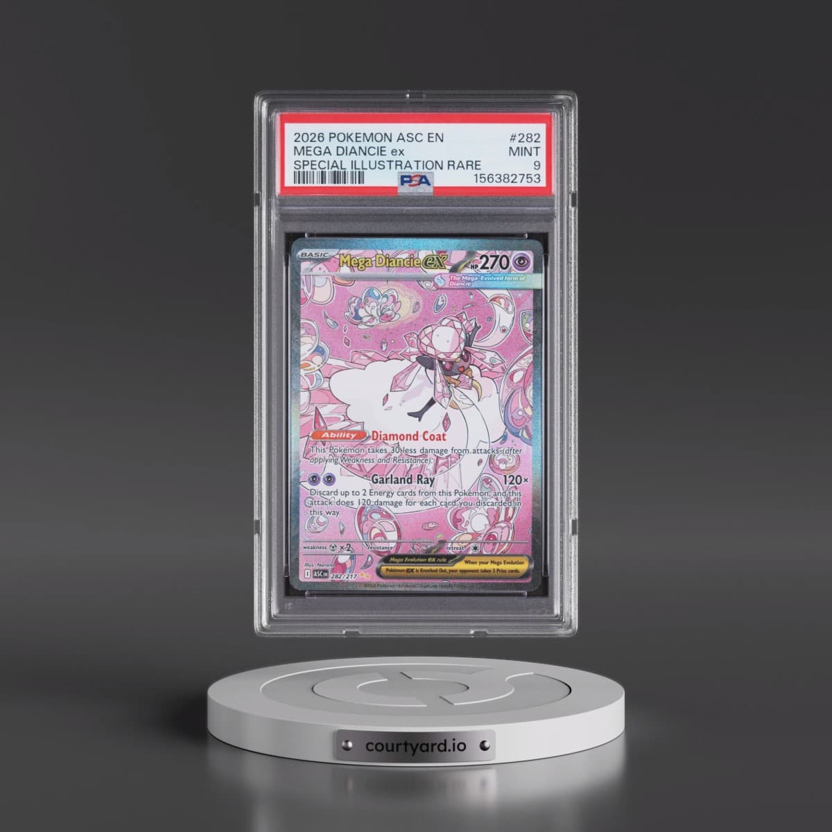 2026 Pokémon Asc EN-Ascended Heroes #282 Mega Diancie EX - Holo Special Illustration Rare (PSA 9 MINT)