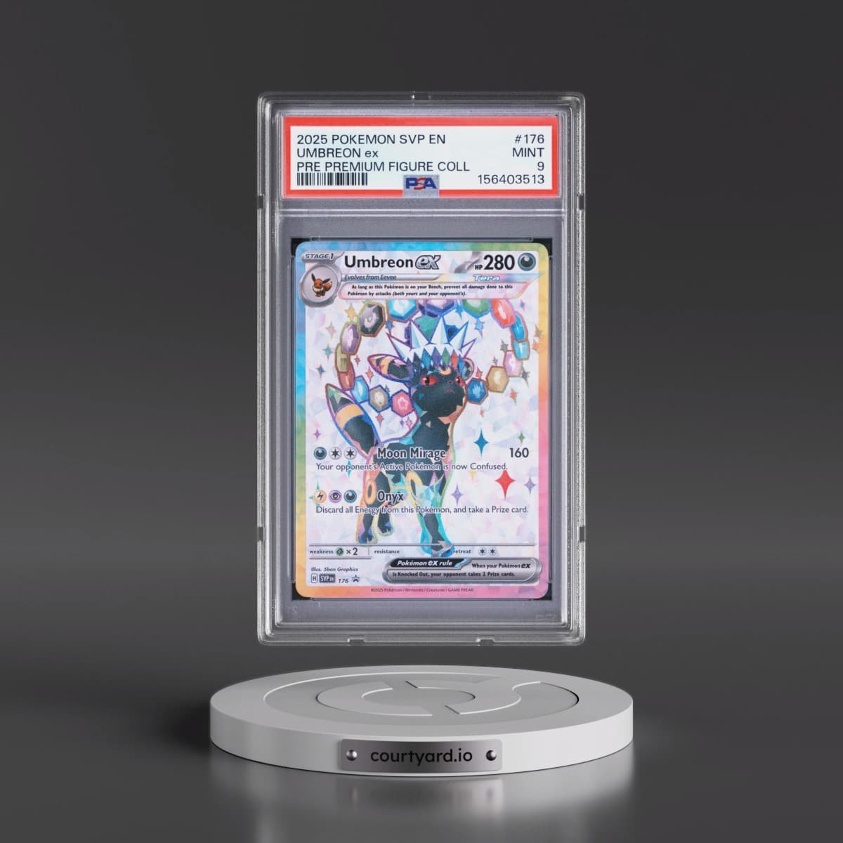 2025 Pokémon Svp EN-SV Black Star Promo #176 Umbreon EX - Holo Prismatic Evolutions Premium Figure Collection (PSA 9 MINT)