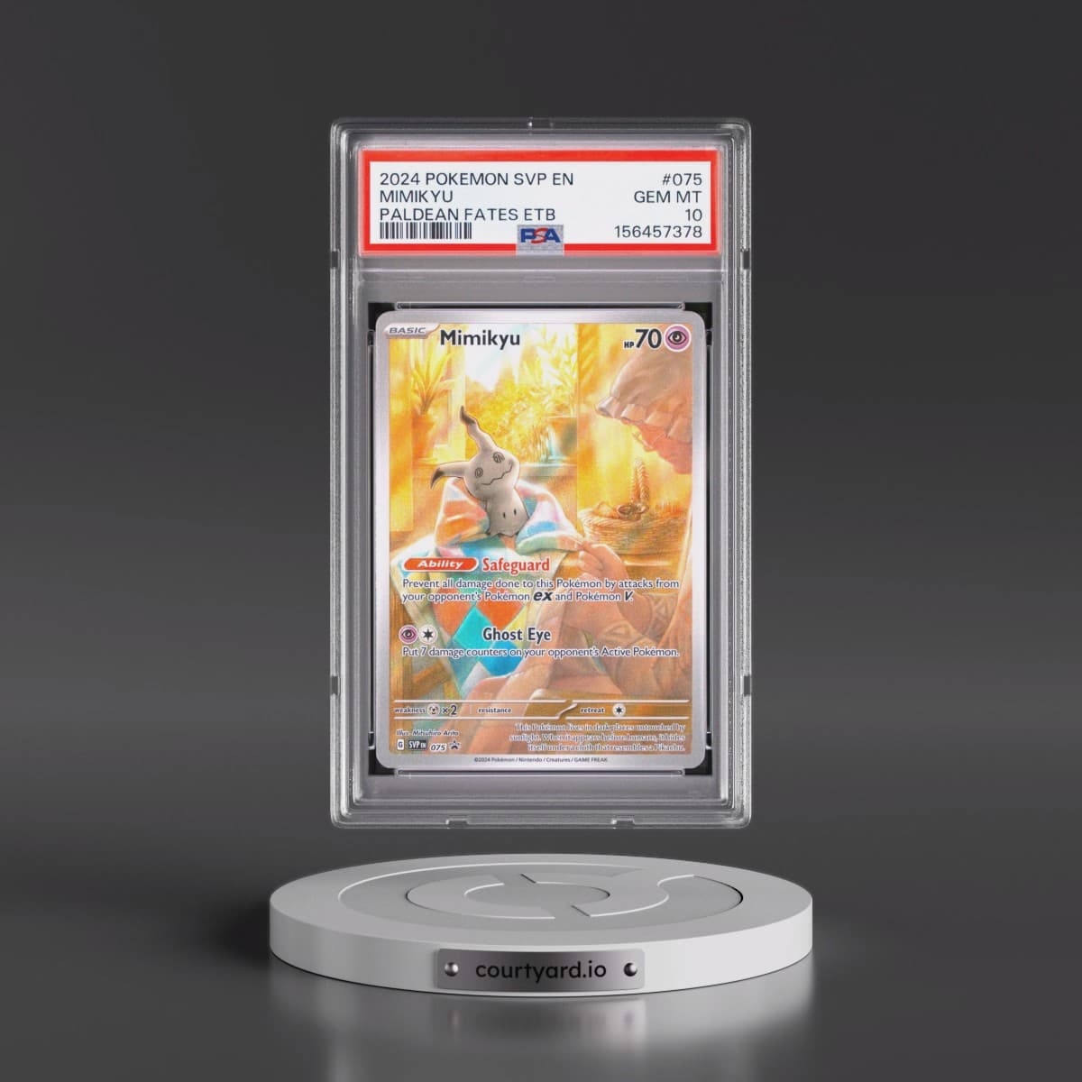 2024 Pokémon Svp EN-SV Black Star Promo #075 Mimikyu - Paldean Fates Elite Trainer Box (PSA 10 GEM MINT)