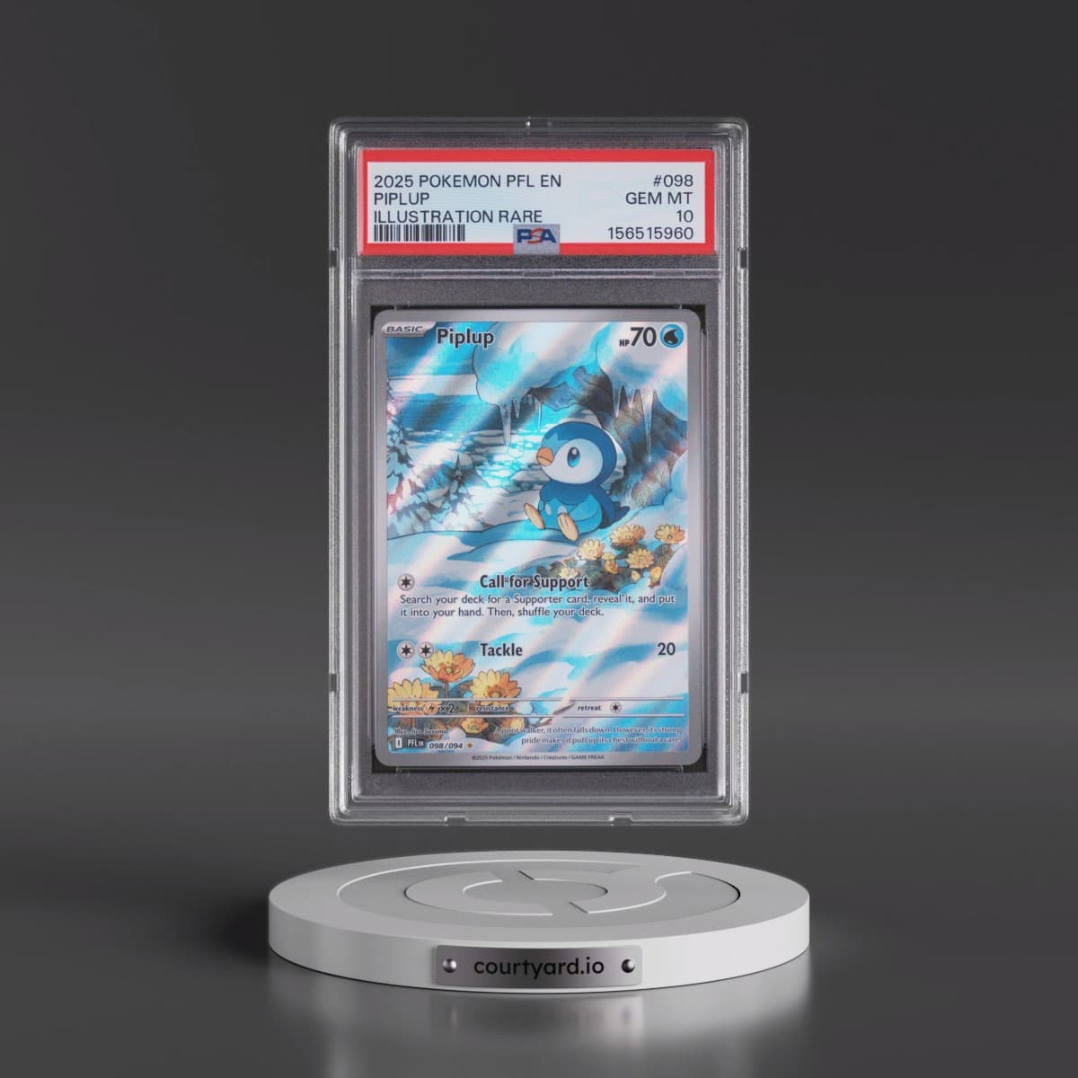 2025 Pokémon Pfl EN-Phantasmal Flames #098 Piplup - Illustration Rare (PSA 10 GEM MINT)
