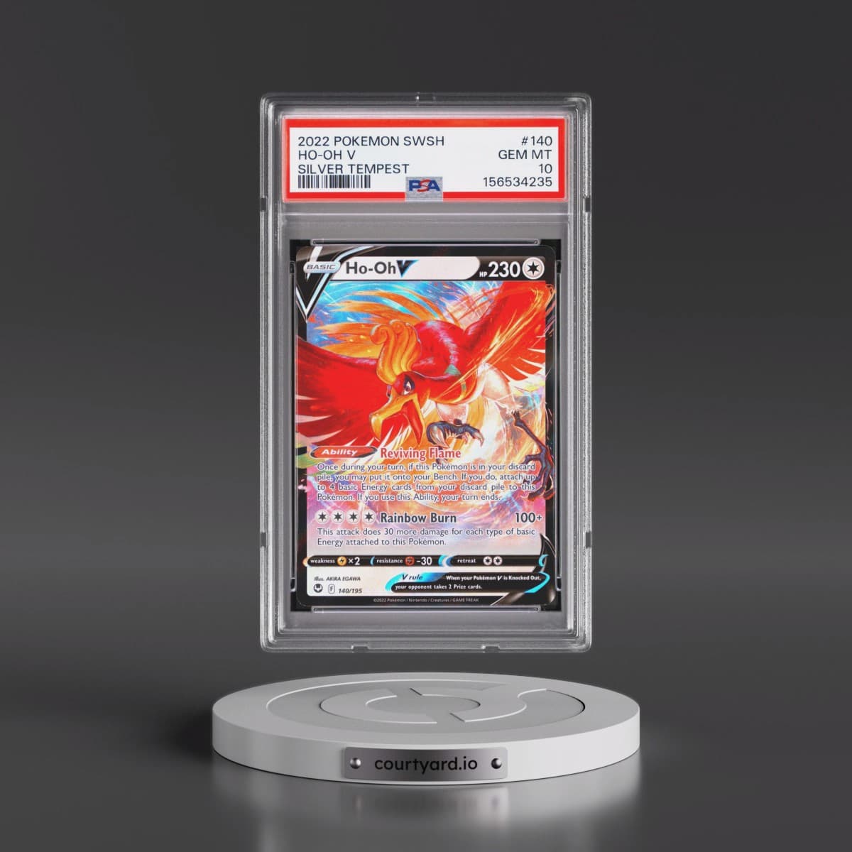 2022 Pokémon Sword & Shield Silver Tempest #140 HO-Oh V - Holo (PSA 10 GEM MINT)