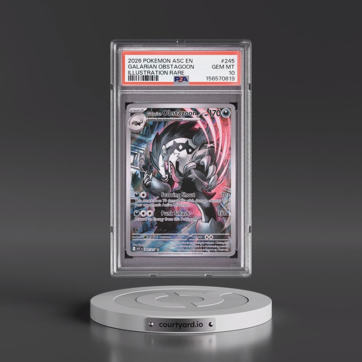 2026 Pokémon Asc EN-Ascended Heroes #245 Galarian Obstagoon - Illustration Rare (PSA 10 GEM MINT)