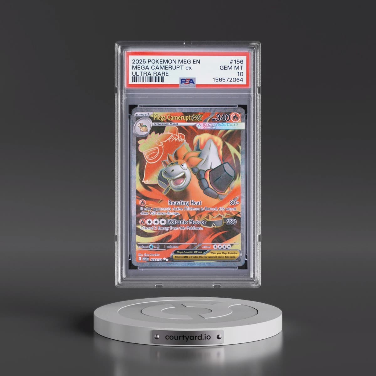 2025 Pokémon Meg EN-Mega Evolution #156 Mega Camerupt EX - Holo Ultra Rare (PSA 10 GEM MINT)