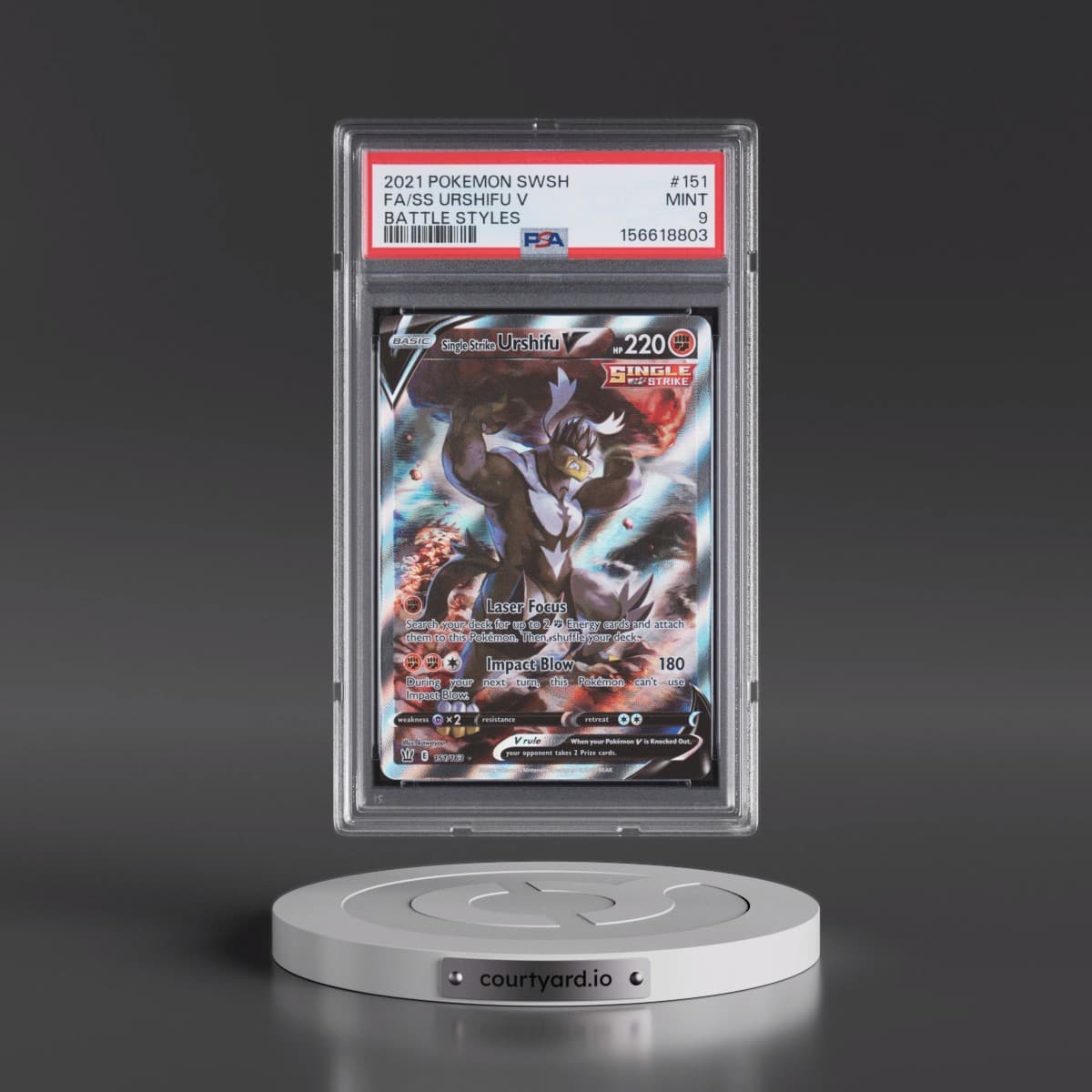 2021 Pokémon Sword & Shield Battle Styles #151 Single Strike Urshifu V - Holo Full Art (PSA 9 MINT)