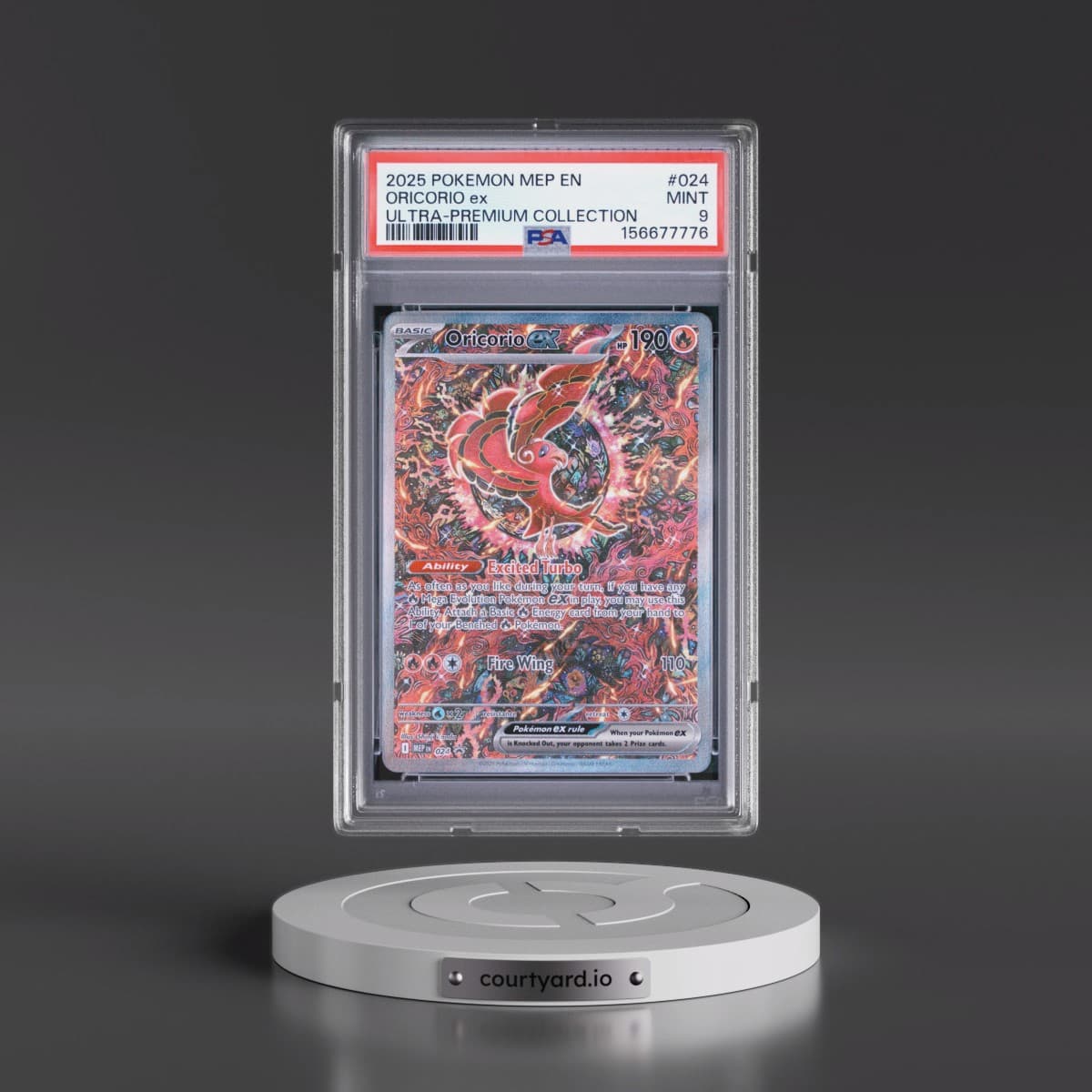 2025 Pokémon Mep EN-Me Black Star Promo #024 Oricorio EX - Holo Mega Charizard X EX Ultra-Premium Collection (PSA 9 MINT)
