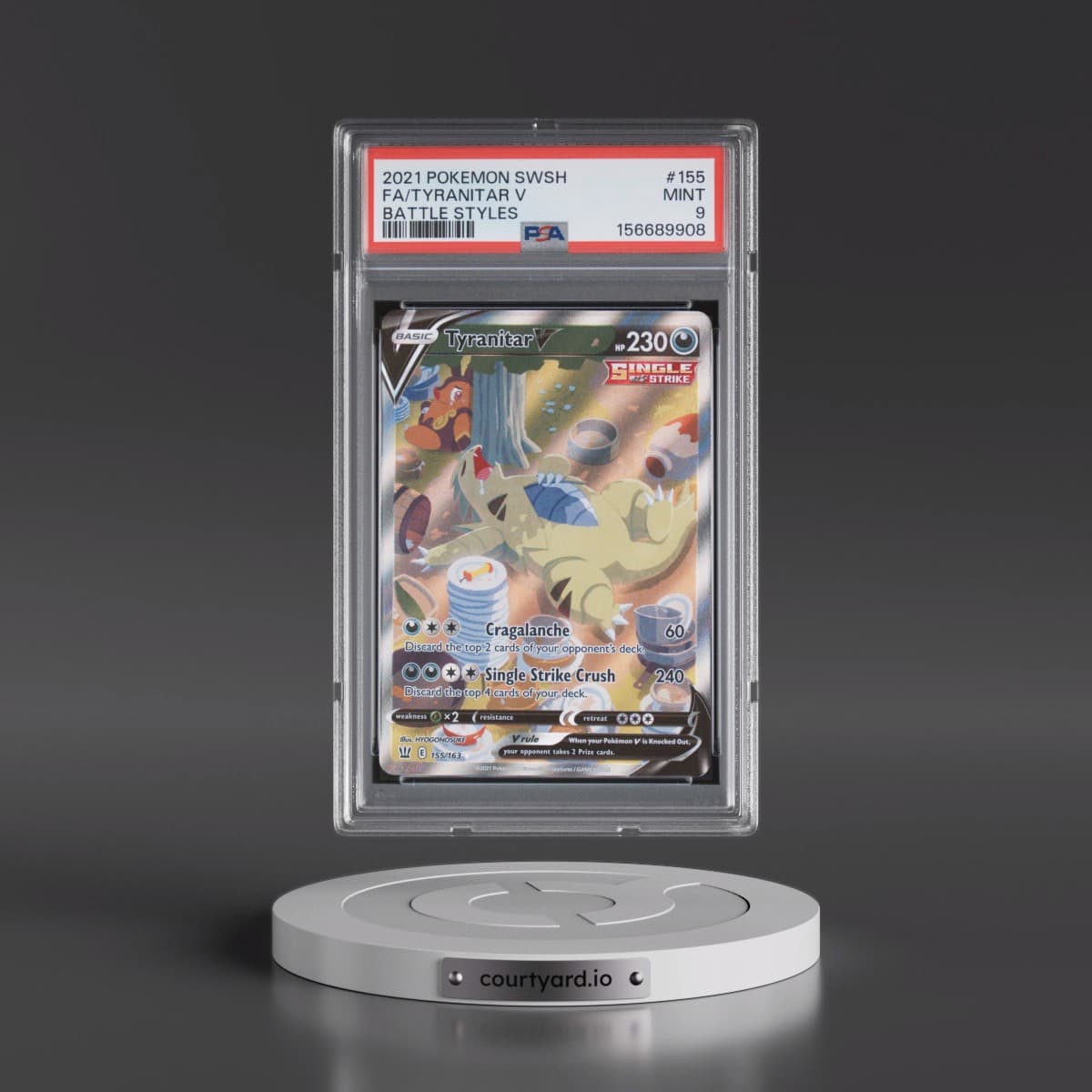 2021 Pokémon Sword & Shield Battle Styles #155 Tyranitar V - Holo Full Art (PSA 9 MINT)