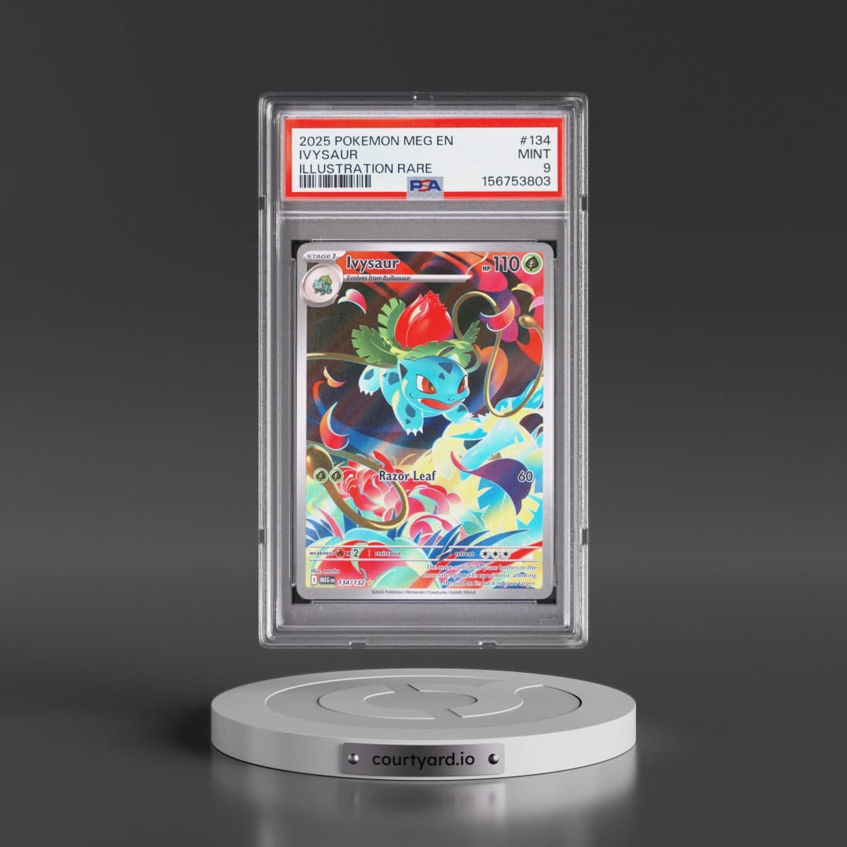 2025 Pokémon Meg EN-Mega Evolution #134 Ivysaur - Illustration Rare (PSA 9 MINT)