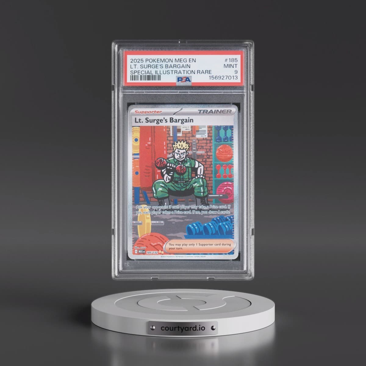2025 Pokémon Meg EN-Mega Evolution #185 LT. Surge's Bargain - Special Illustration Rare (PSA 9 MINT)