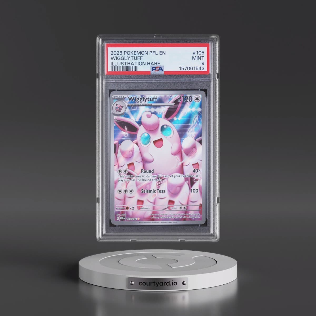 2025 Pokémon Pfl EN-Phantasmal Flames #105 Wigglytuff - Illustration Rare (PSA 9 MINT)