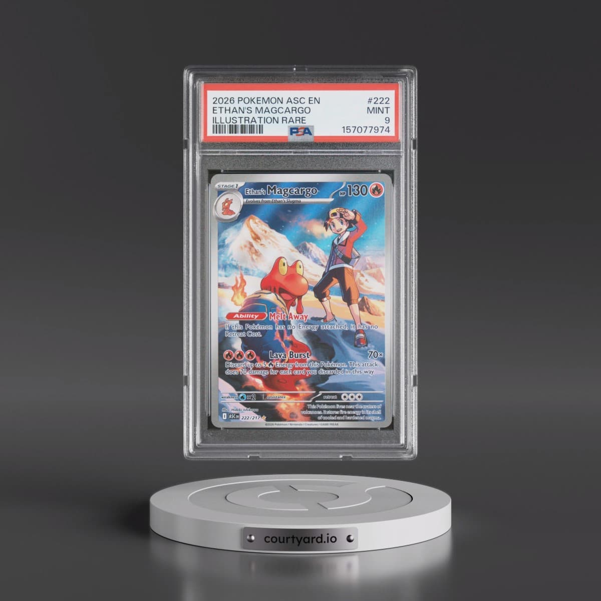 2026 Pokémon Asc EN-Ascended Heroes #222 Ethan's Magcargo - Illustration Rare (PSA 9 MINT)