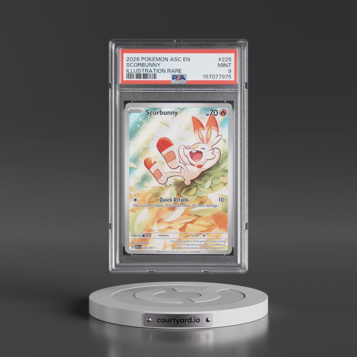 2026 Pokémon Asc EN-Ascended Heroes #225 Scorbunny - Illustration Rare (PSA 9 MINT)