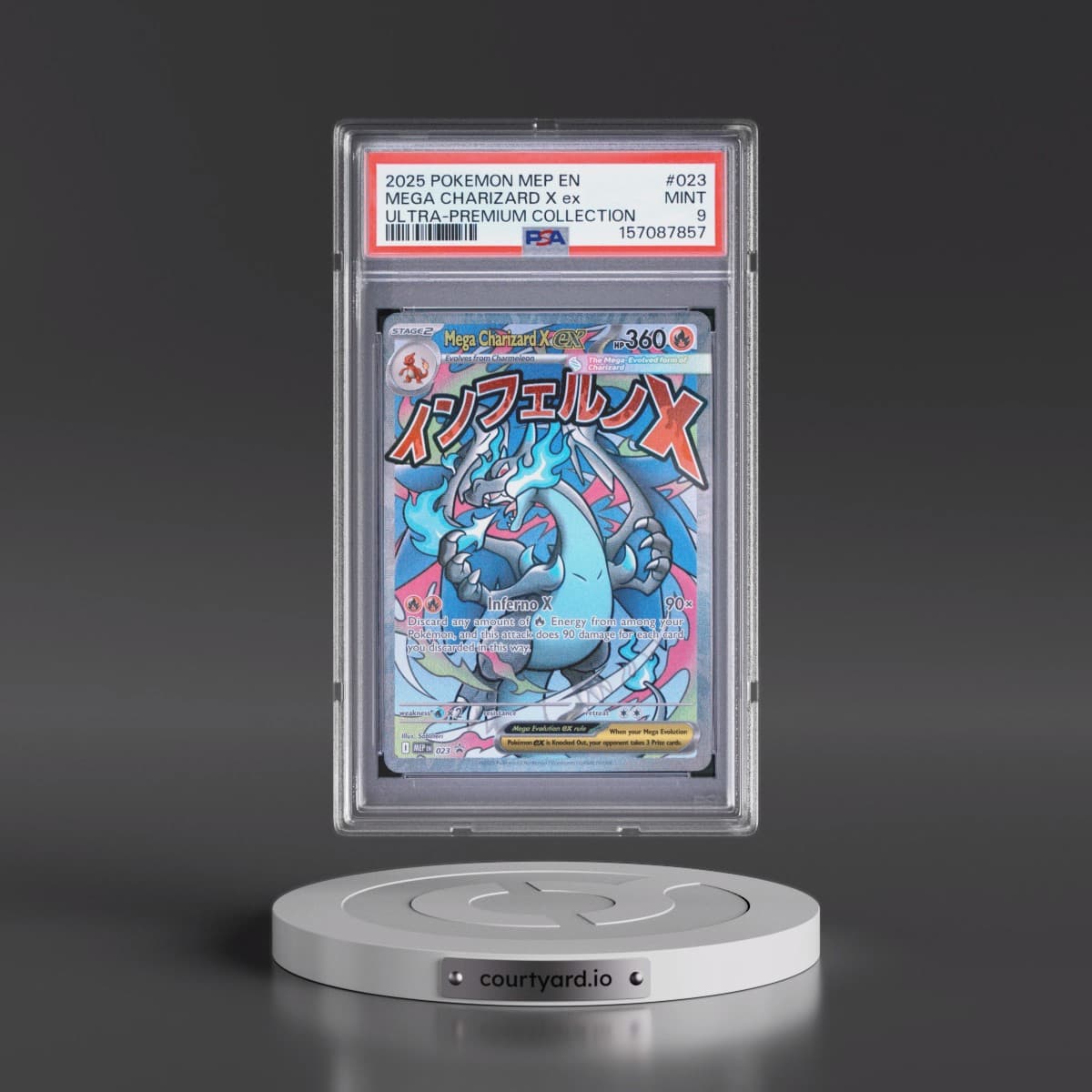 2025 Pokémon Mep EN-Me Black Star Promo #023 Mega Charizard X EX - Holo Mega Charizard X EX Ultra-Premium Collection (PSA 9 MINT)